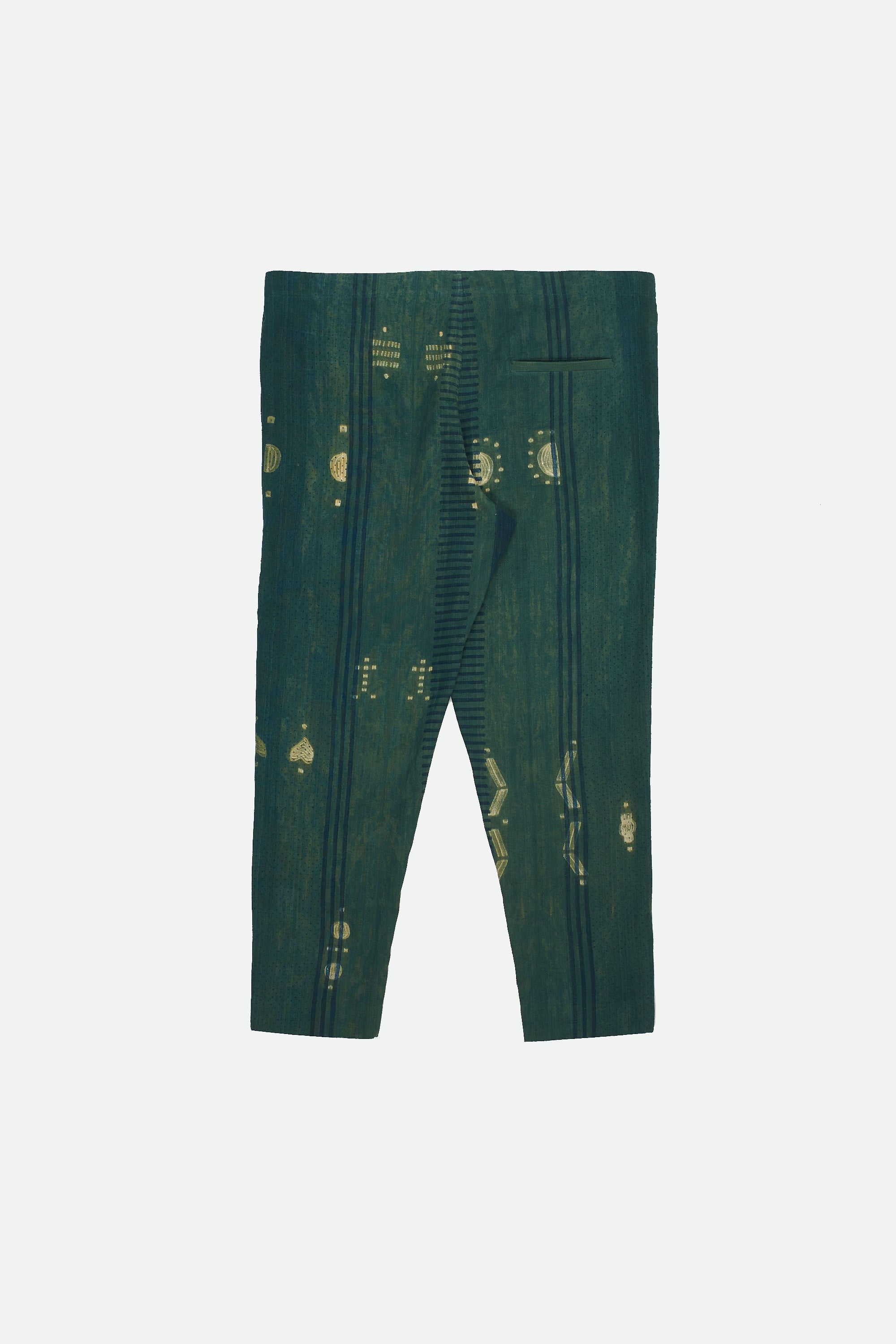 BOTTLE GREEN SHIBORI PANTS