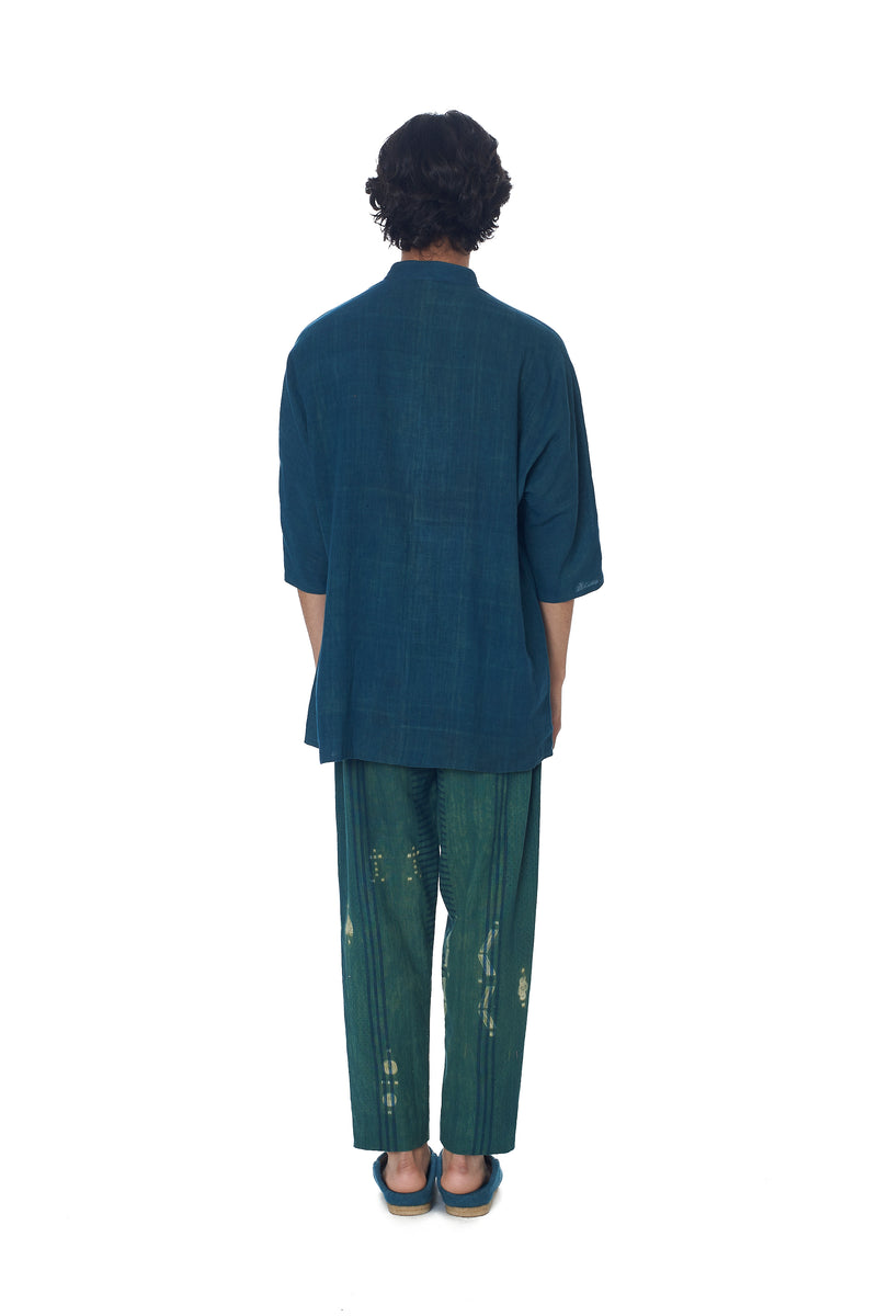 BOTTLE GREEN SHIBORI PANTS