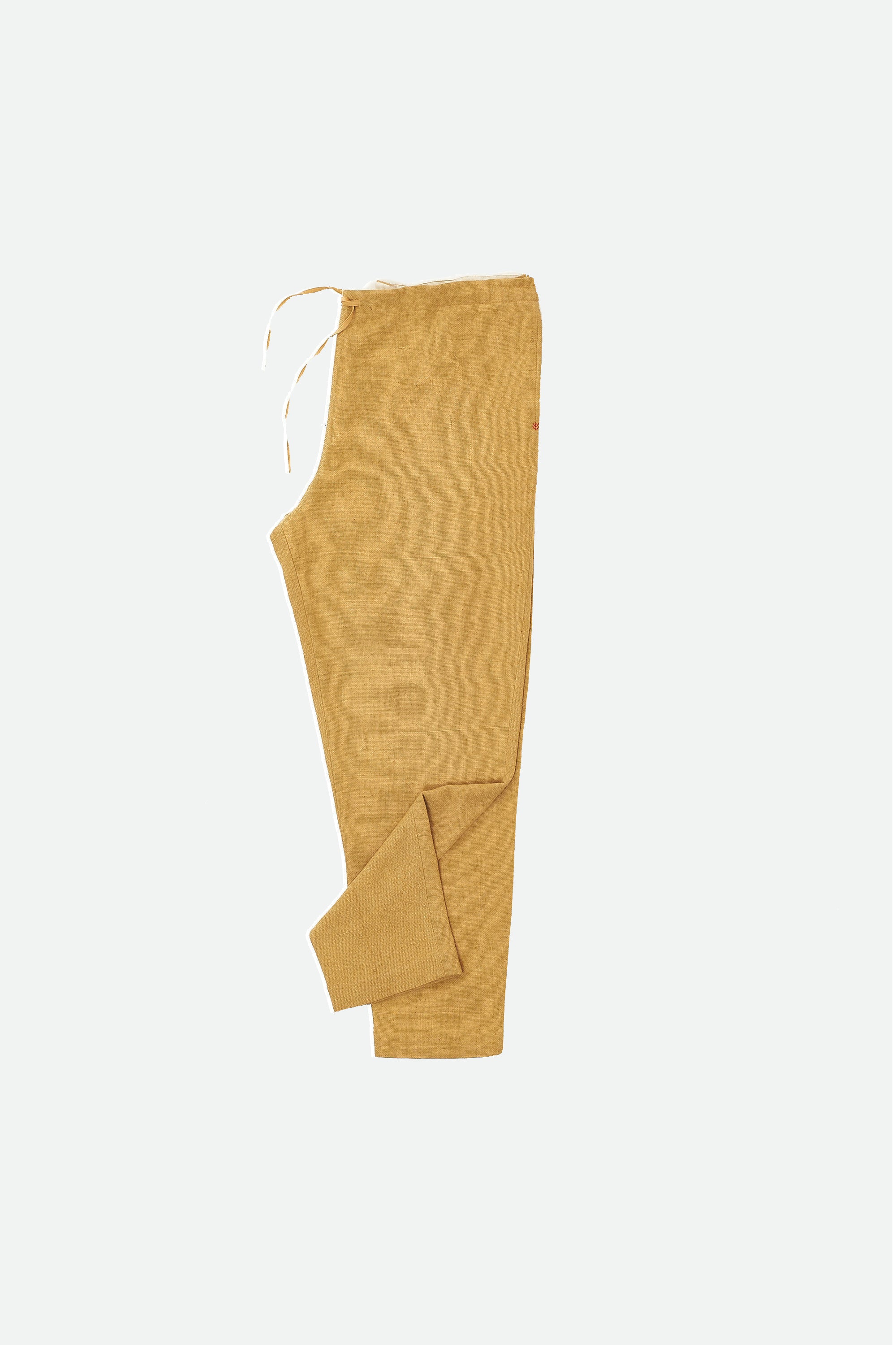 MUSTARD YELLOW DRAWSTRING PANTS IN COTTON