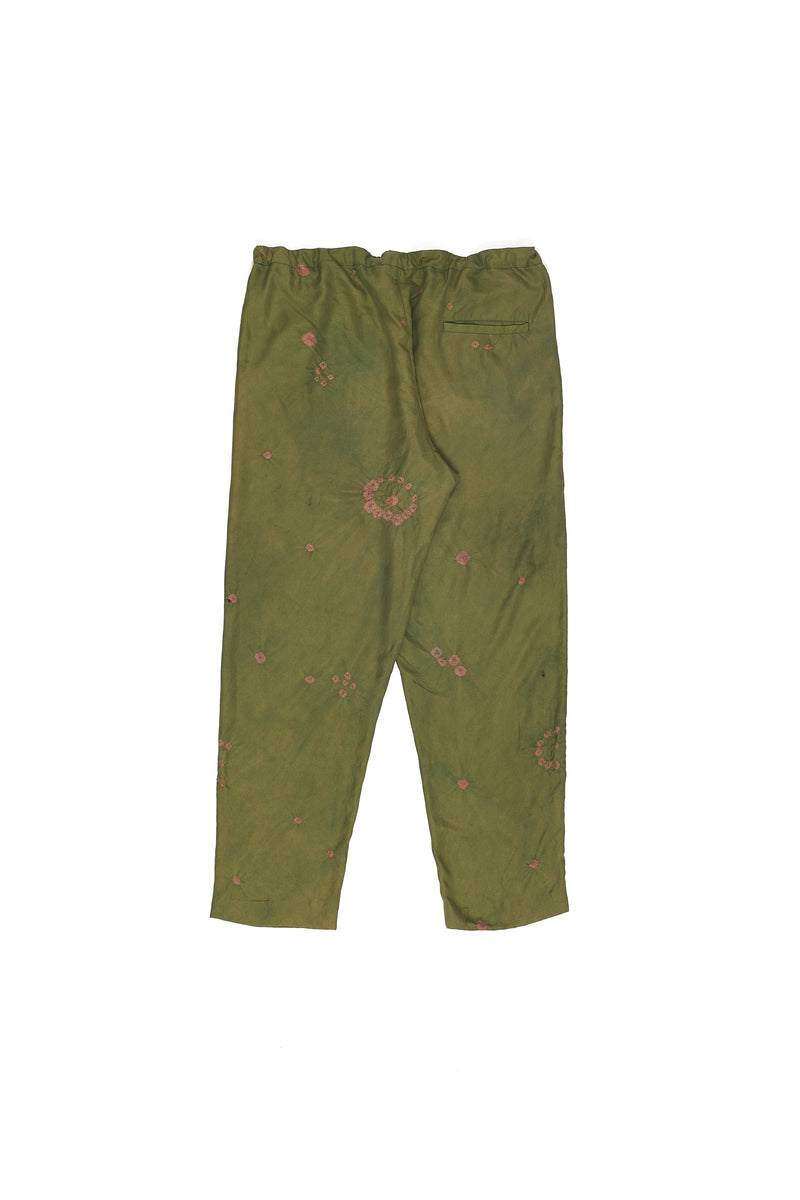 MULTICOLOR BANDHANI SILK DRAWSTRING PANTS