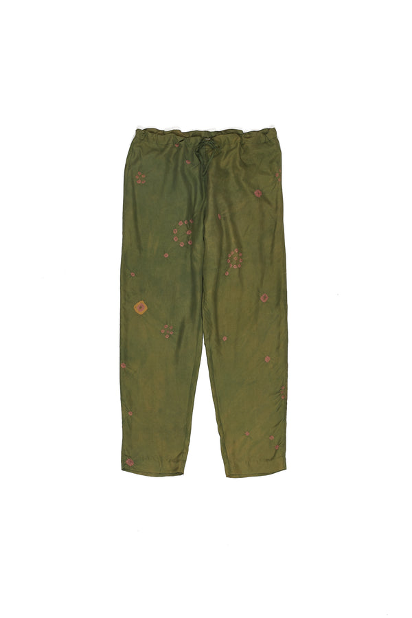 MULTICOLOR BANDHANI SILK DRAWSTRING PANTS