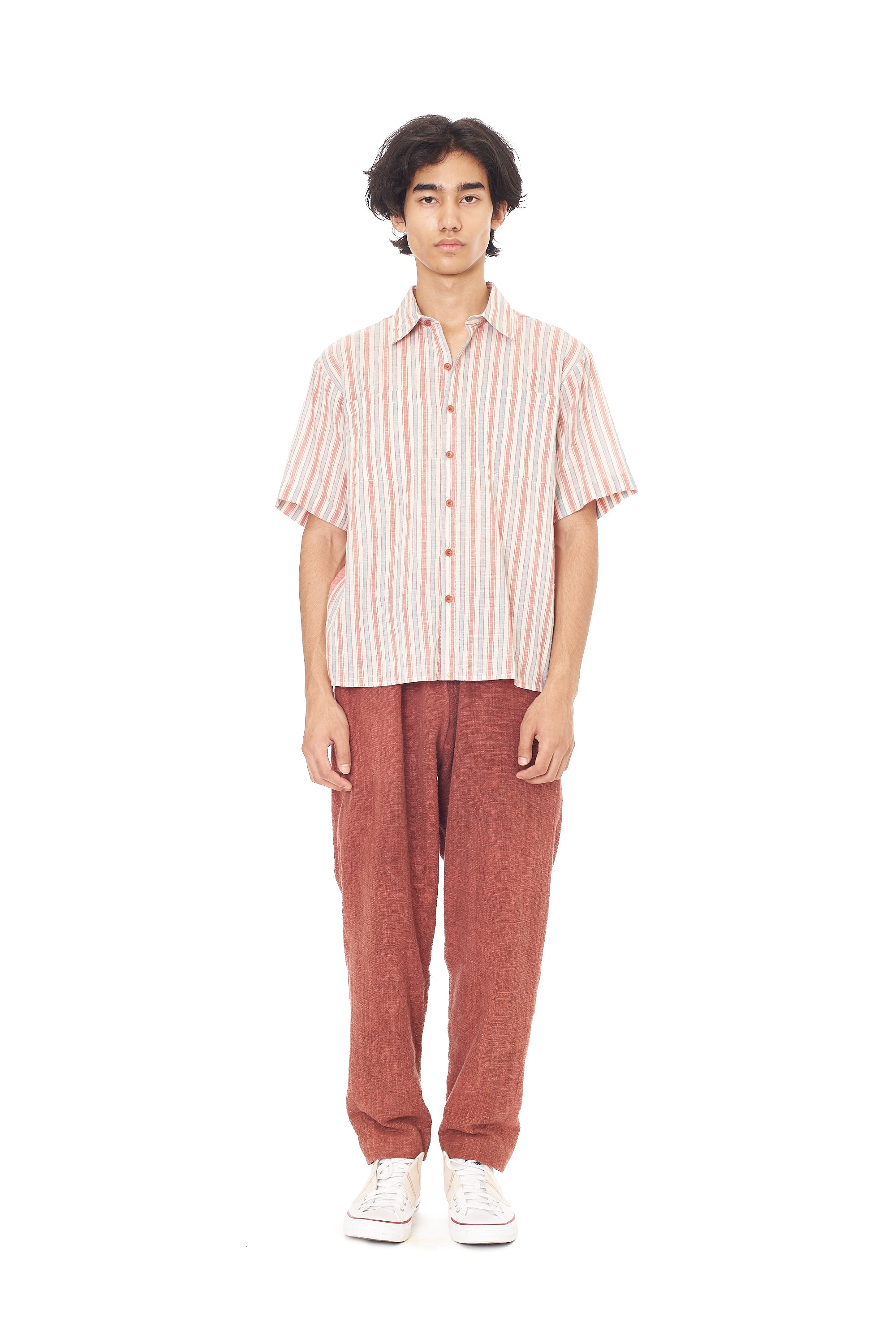 ROUGE PINK ORGANIC COTTON DRAWSTRING TAPERED PANTS