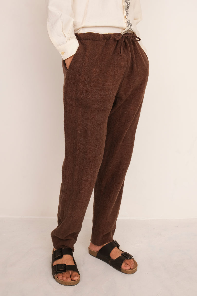 BURNT UMBER HANDSPUN STRING UNISEX PANT