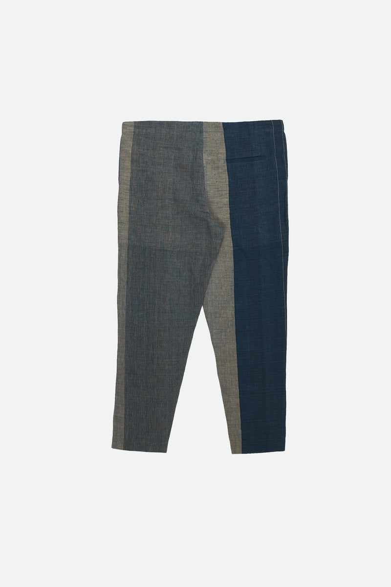 INDIGO YARN DYED STRIPES COTTON PANTS