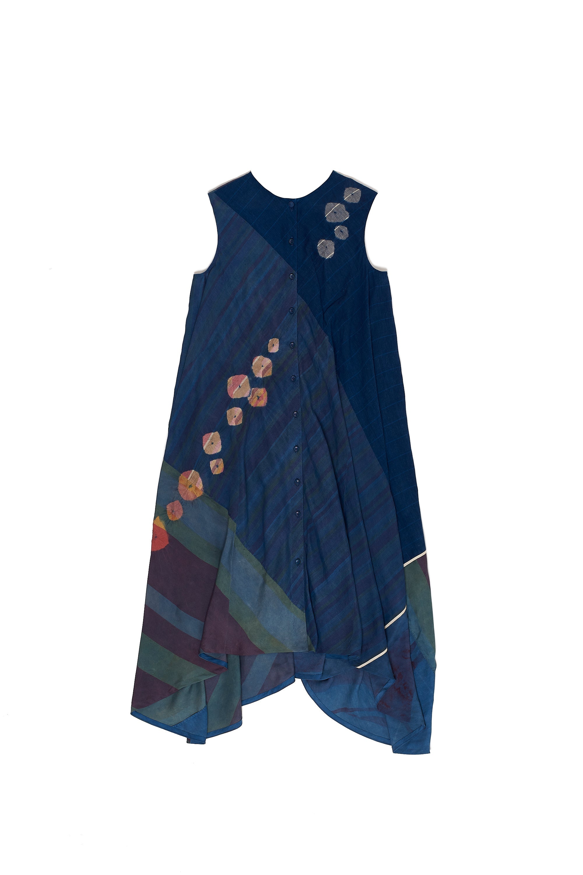 MEDIUM INDIGO COTTON SILK WOMEN DRESS