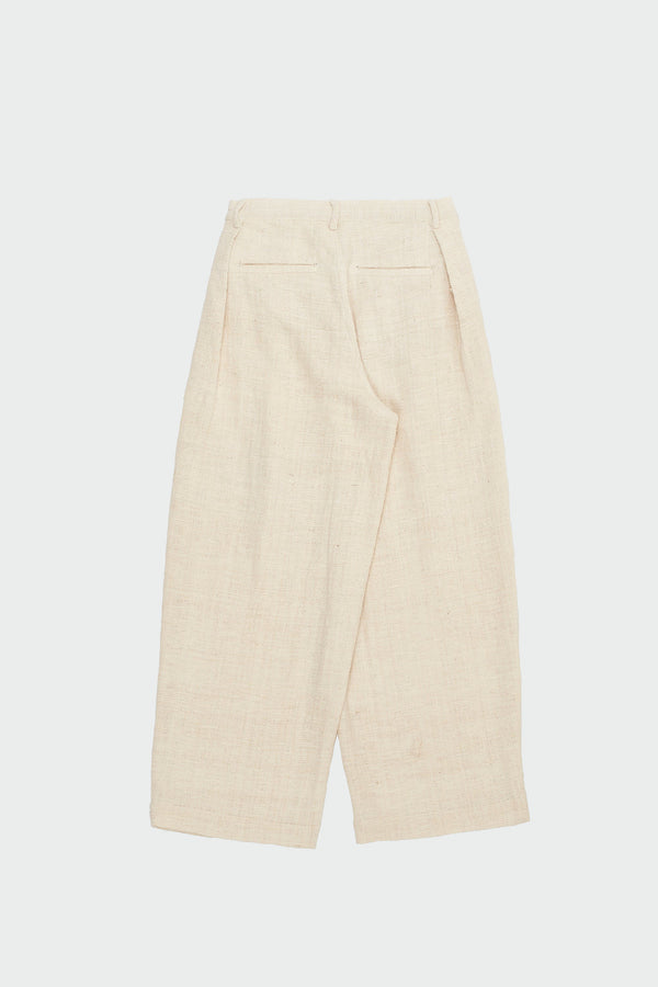 Off-White Textured Cotton Pleated Trousers