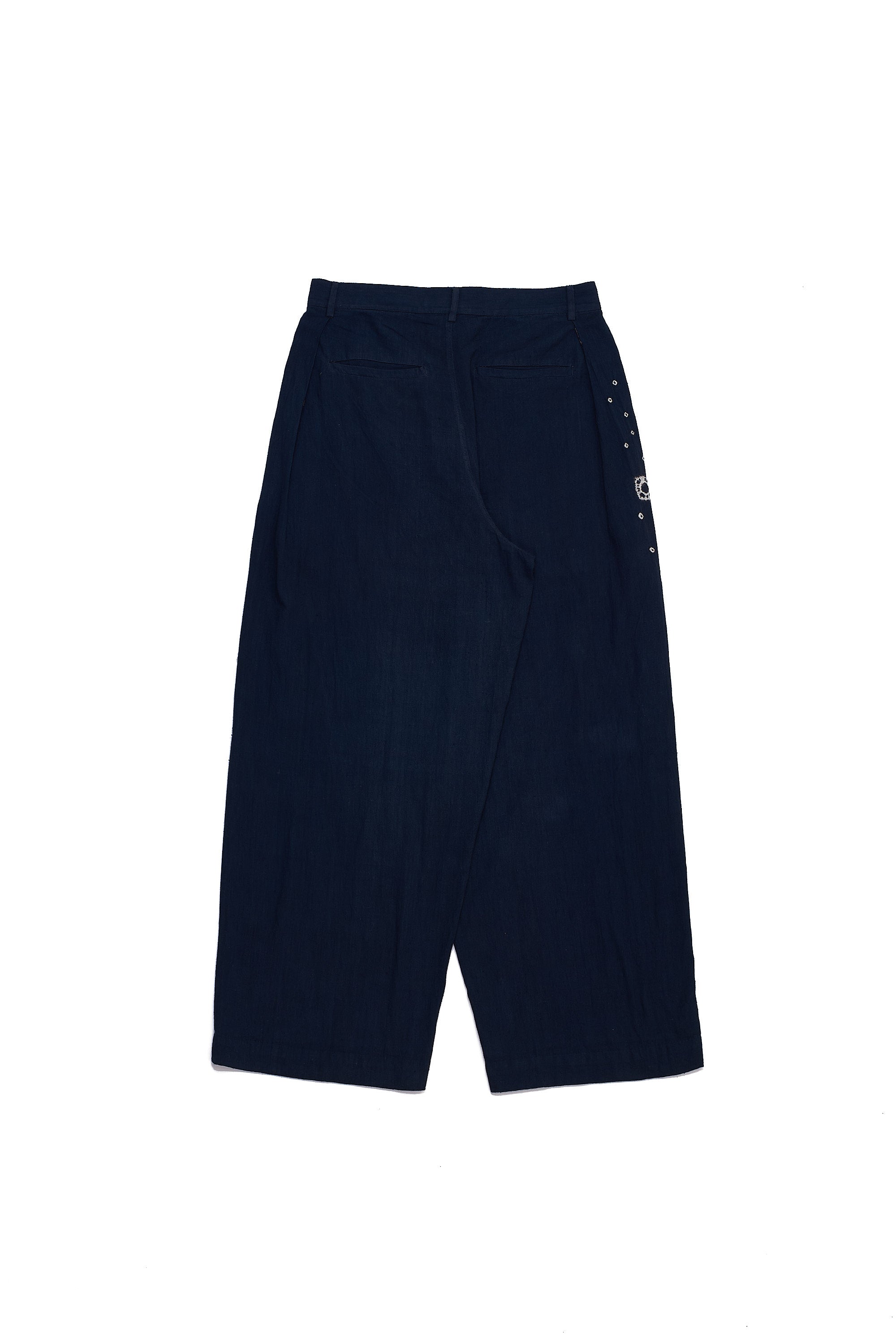 MIDNIGHT INDIGO PLEATED TROUSER CRAFTED WITH SHIBORI