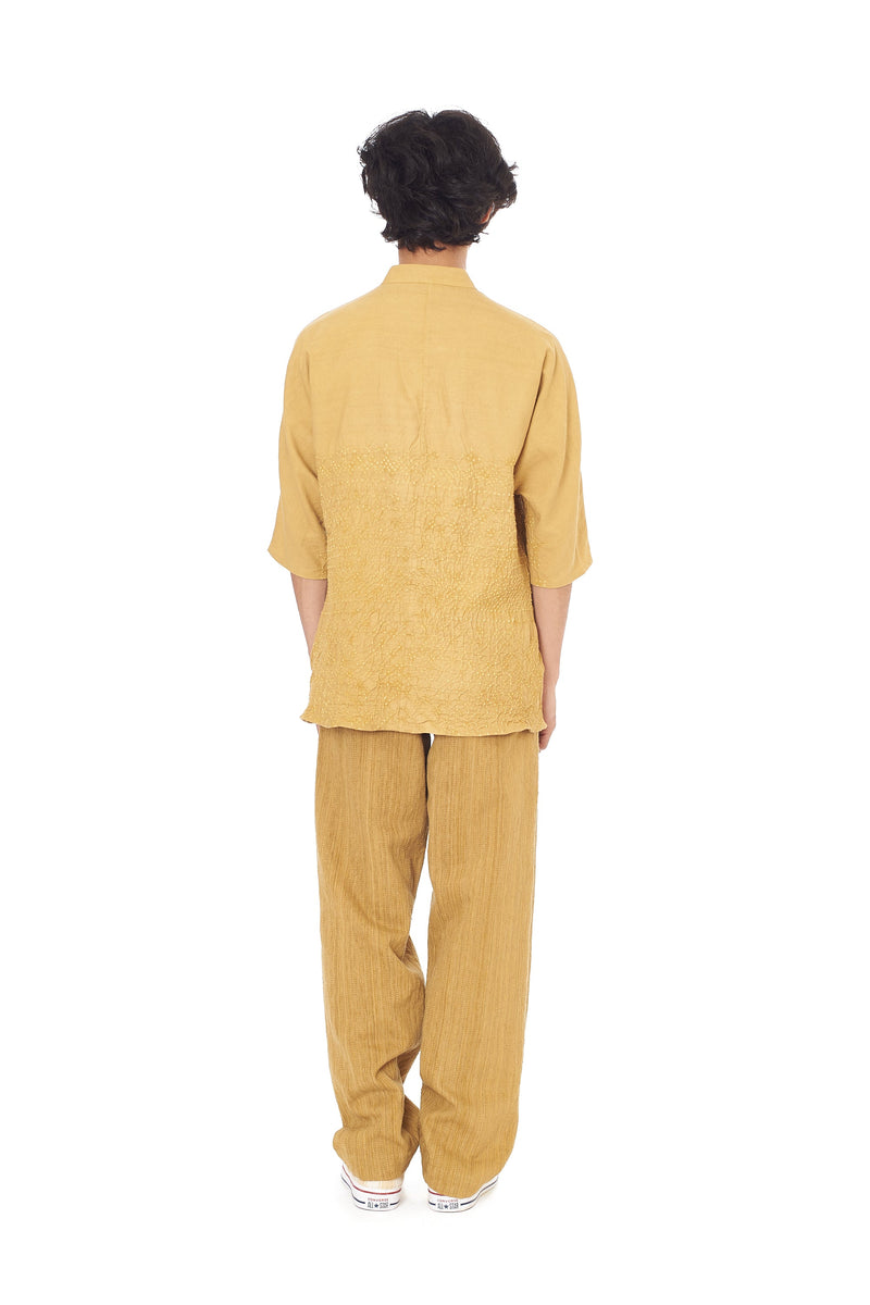 FLAXEN  YELLOW UNISEX HANDSPUN SELVEDGE DENIM TROUSERS