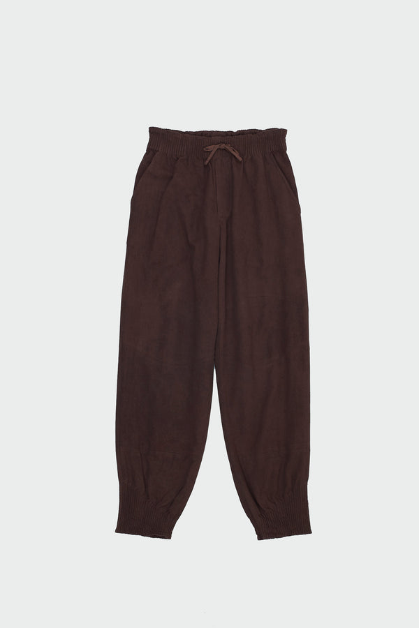 Burnt Umber Solid Cotton Woven Trousers