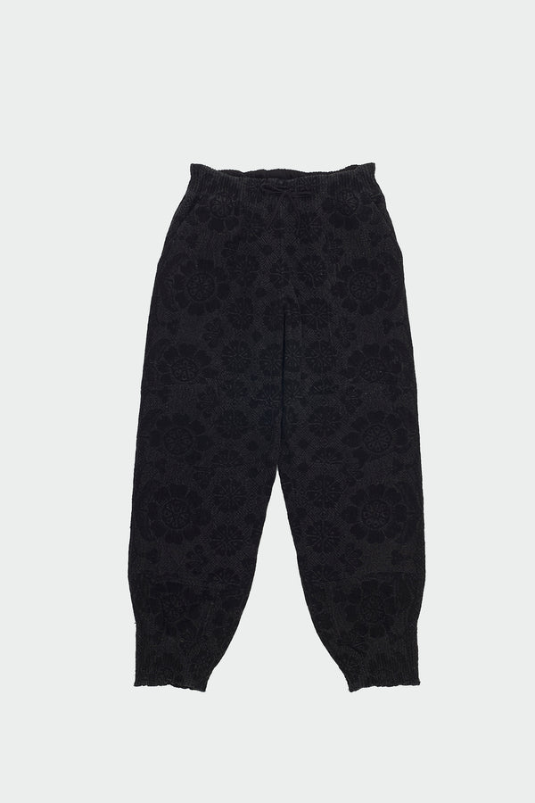 BLACK SOLAPUR CHADDAR STATEMENT WOVEN JOGGERS