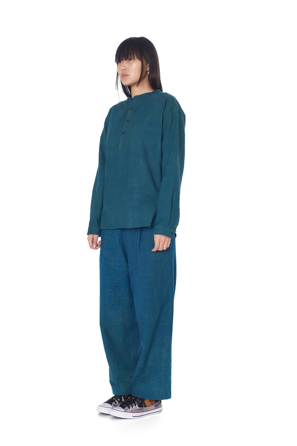 Bottle Green Solid Fine Cotton Top