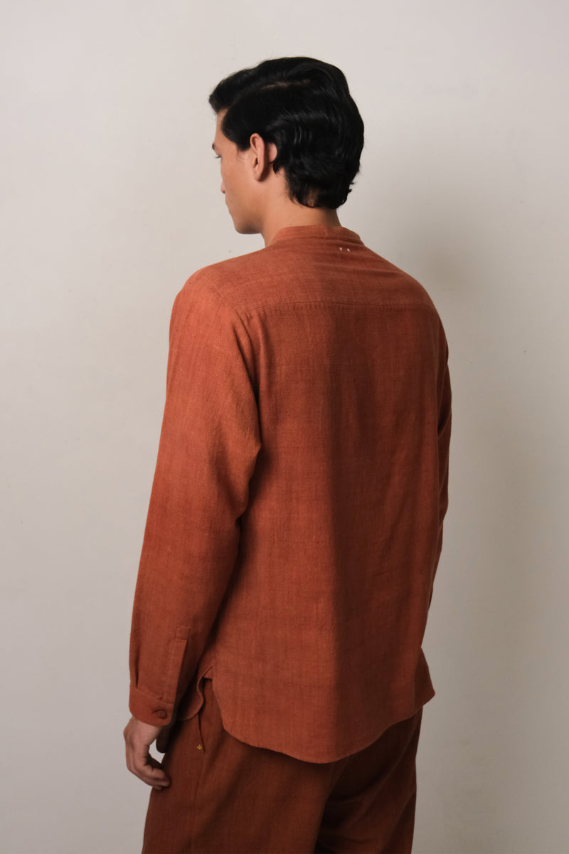 BRICK RED SOLID COTTON SHIRT