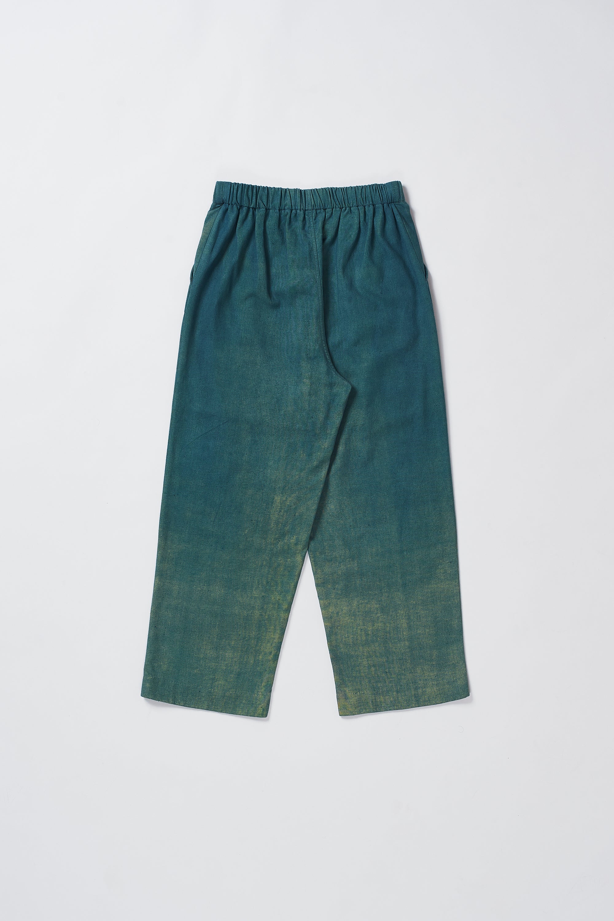 BOTTLE GREEN SOLID COTTON PLEATED TROUSER