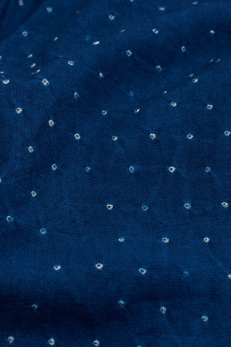 INDIGO ALL OVER BANDHANI COTTON DRESS