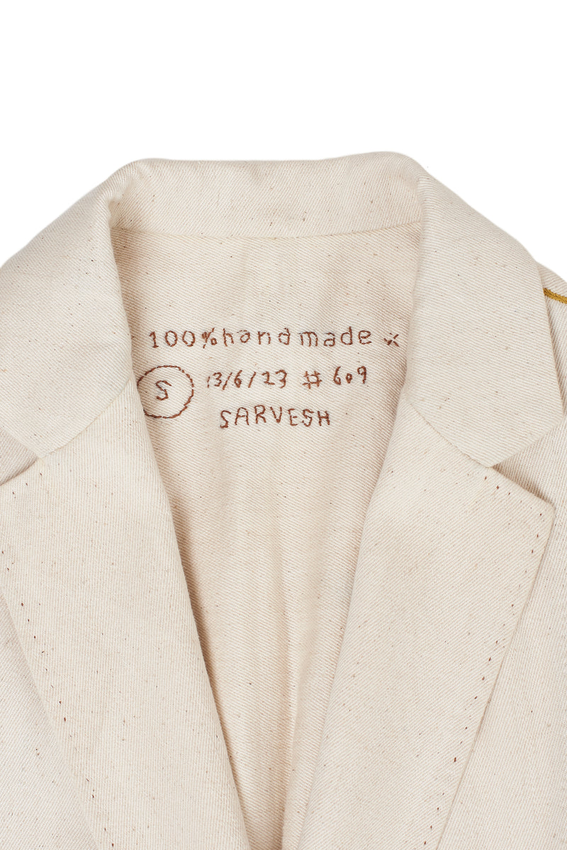 Unisex 100% Handmade Off-White Undyed Classic Jacket.