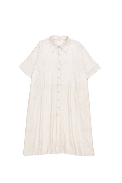 OVERSIZED ECRU COTTON SILK KAFTAN SHIRT