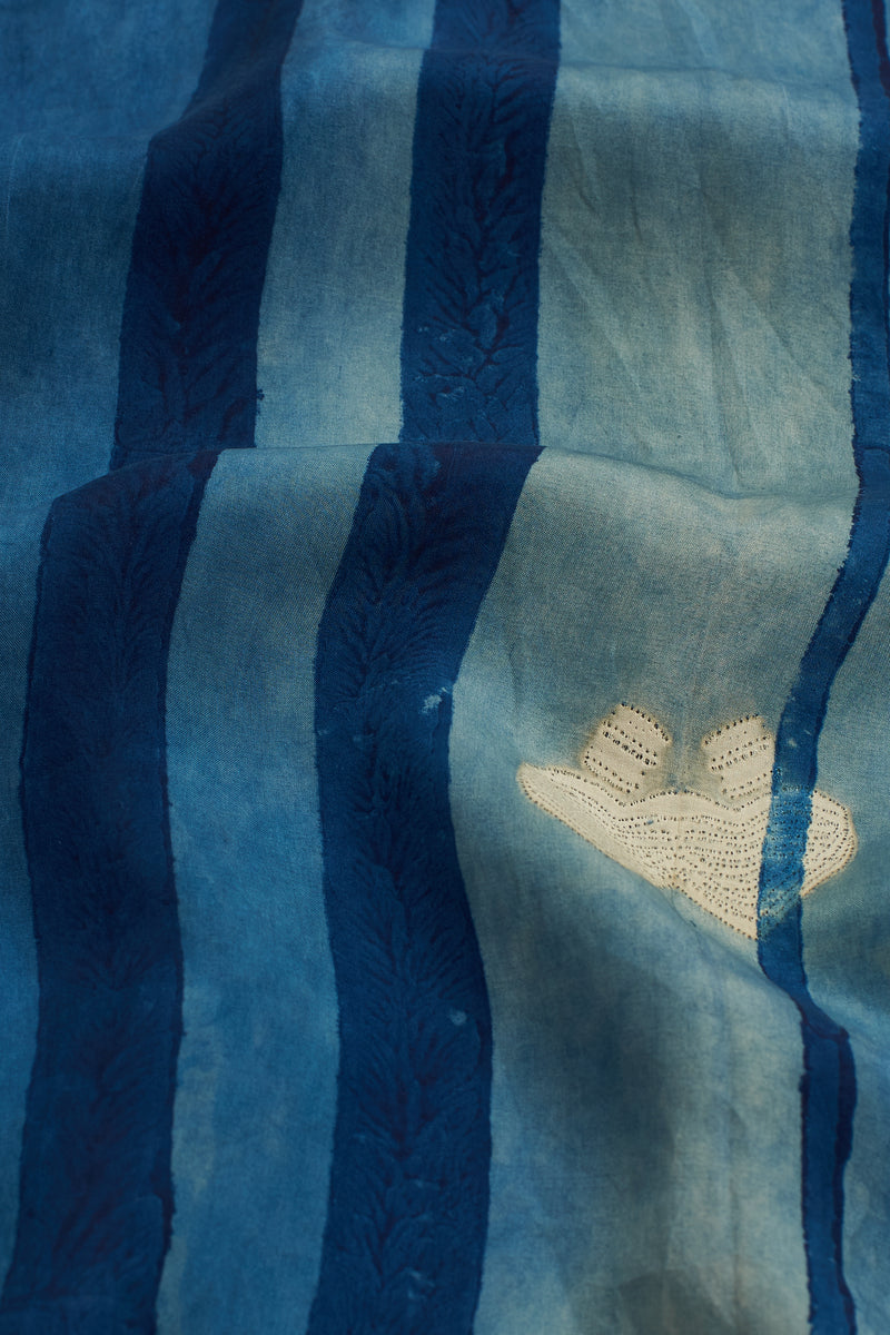 INDIGO BLOCK PRINT & SHIBORI DRAPED DRESS