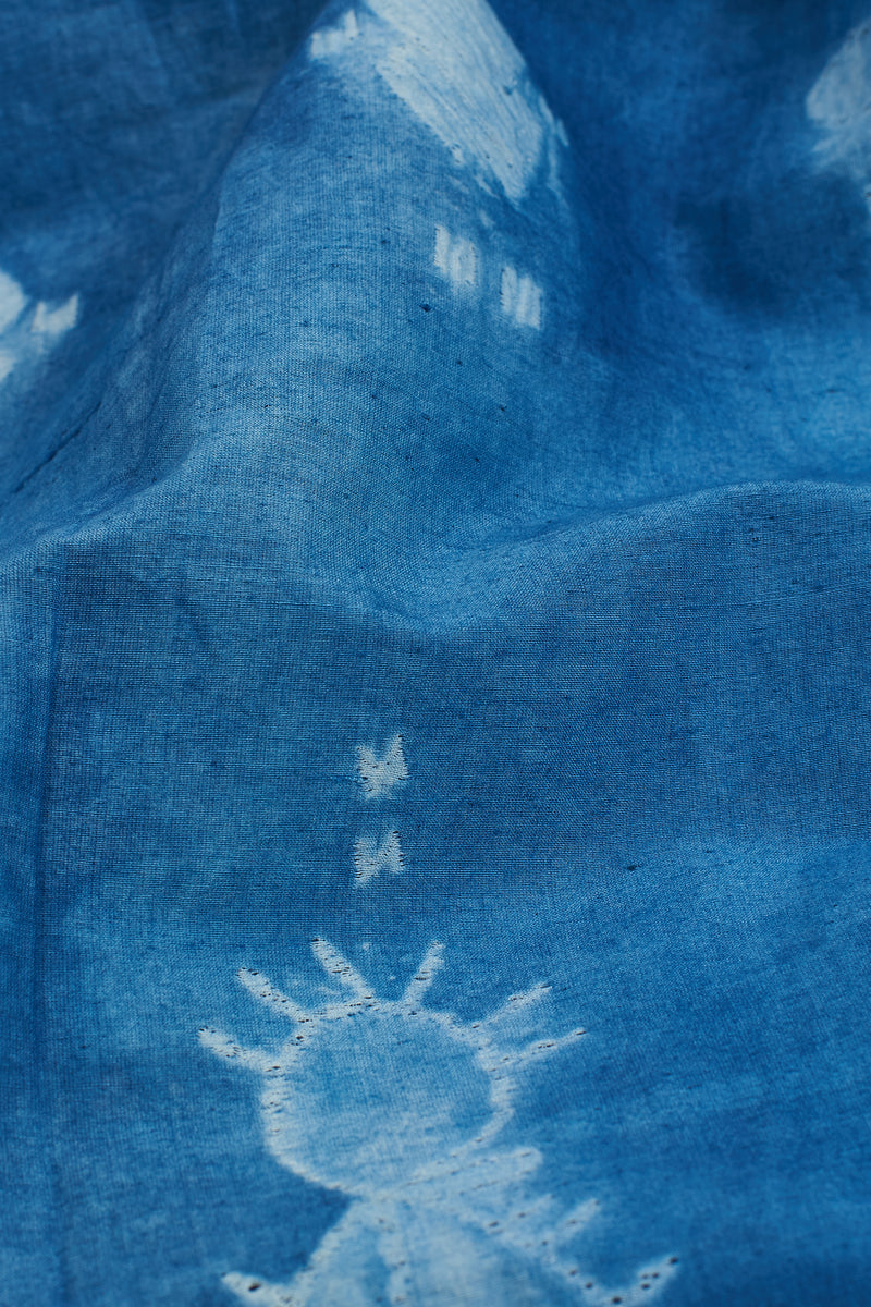 GRADIENT INDIGO FINE SILK SHIBORI SHIRT