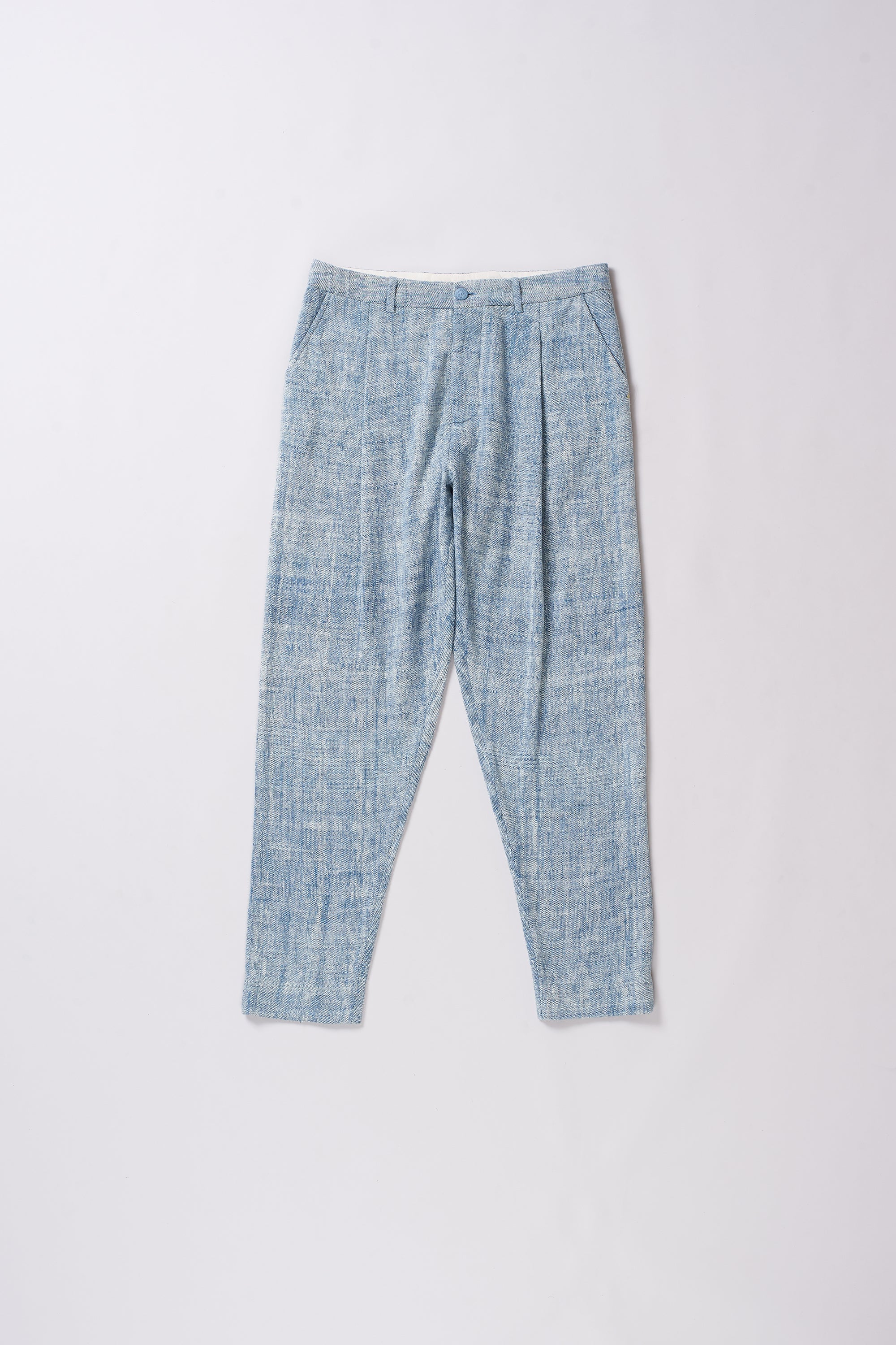 TURQUOISE CHAMBRAY CRAFTED TAPERED PANT