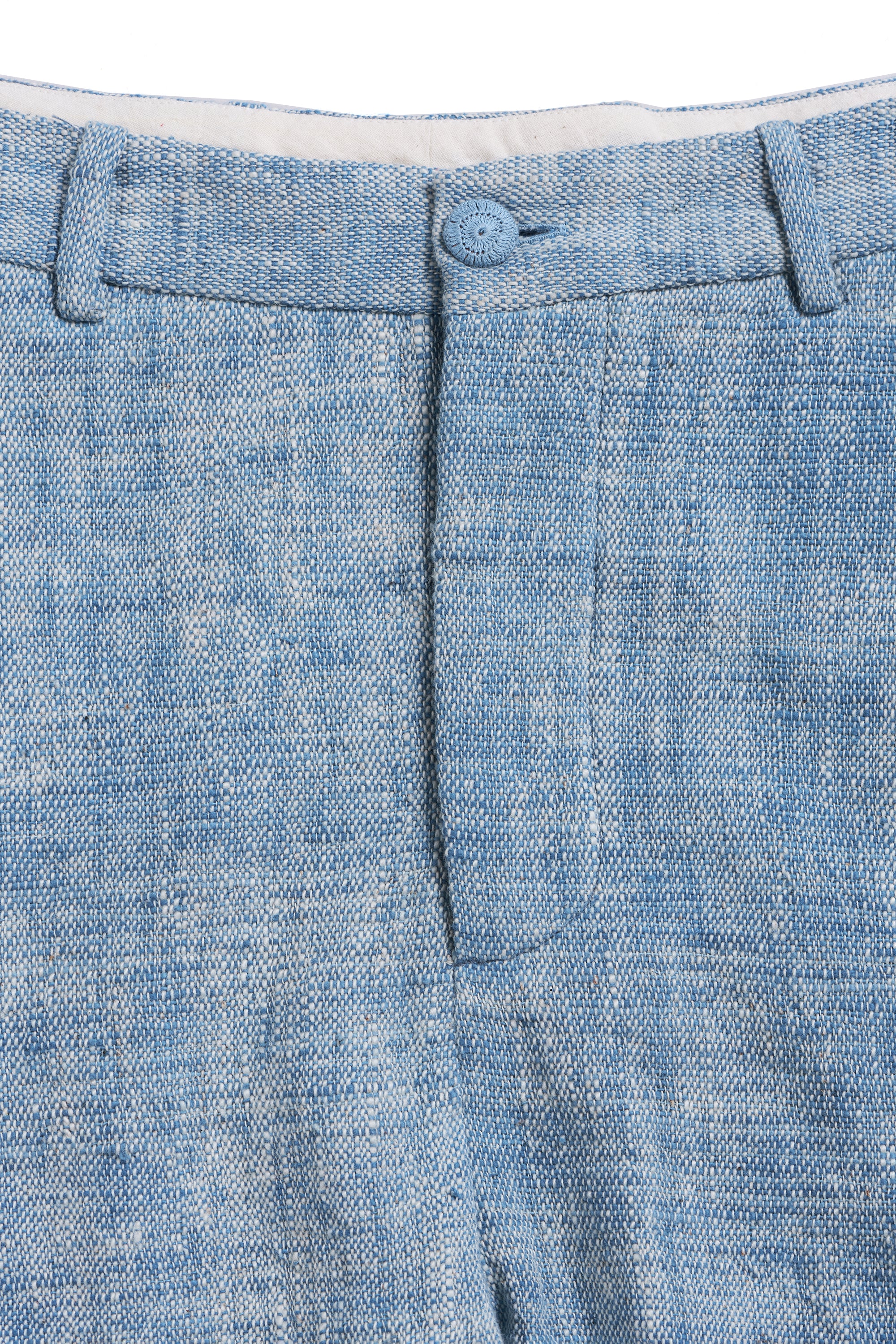 TURQUOISE CHAMBRAY CRAFTED TAPERED PANT