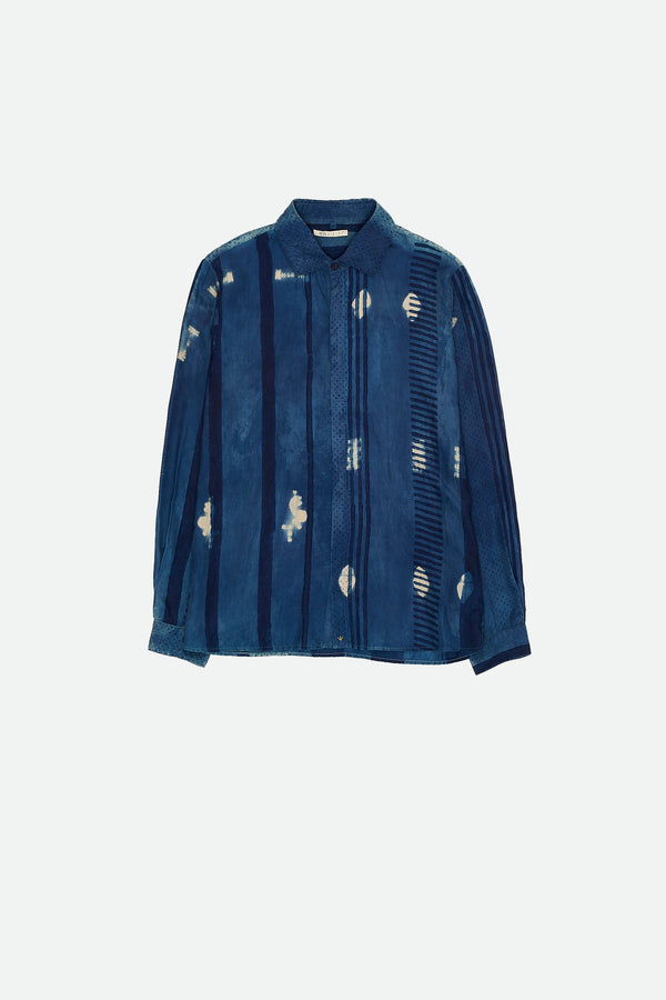 BLOCK PRINT SILK SHIBORI SHIRT