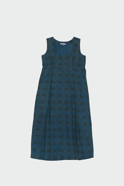 HANDPAINTED CHECK SLEEVELESS DRESS ORGANIC COTTON