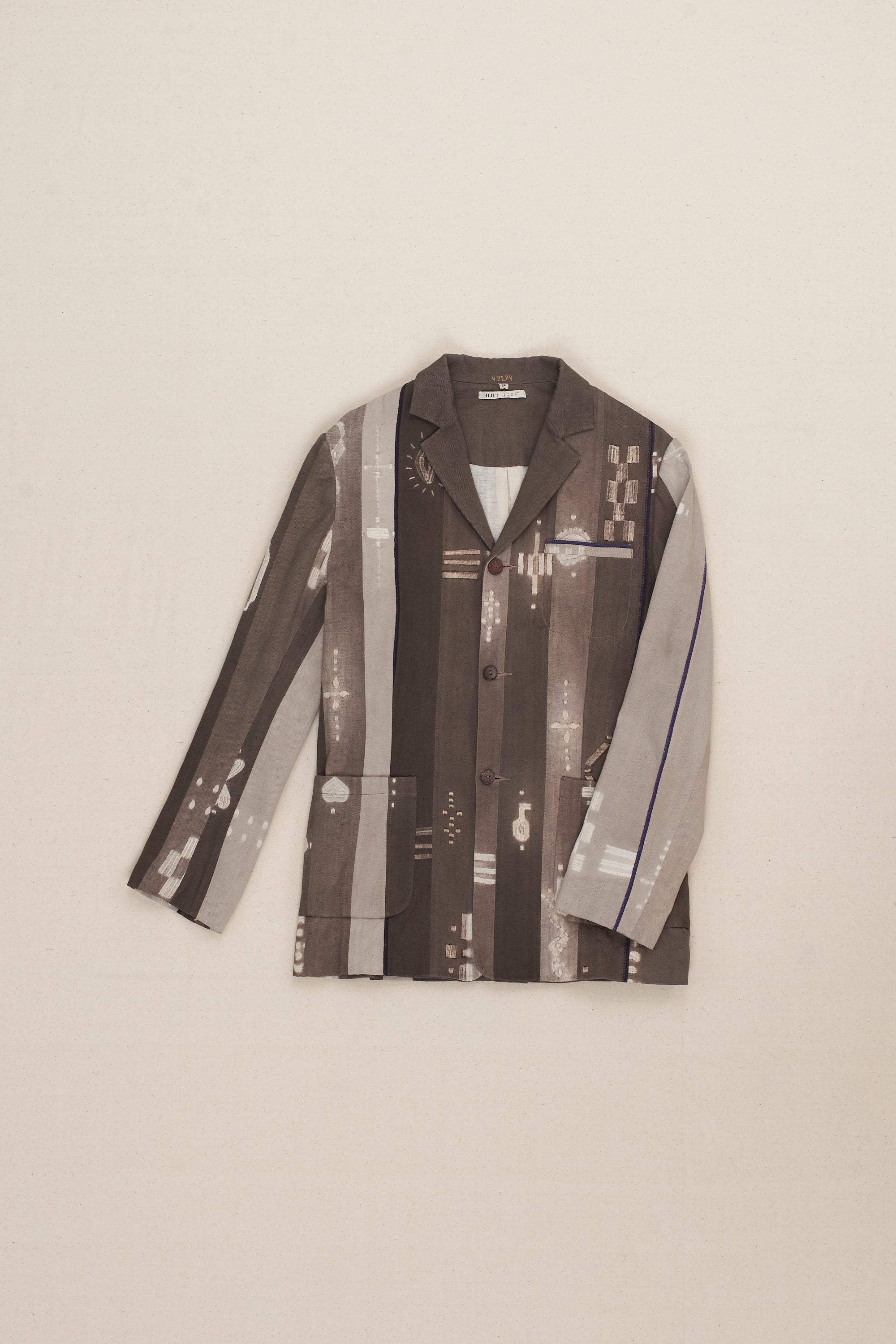 CHARCOAL PANELLED SHIBORI HANDSPUN SELVEDGE DENIM JACKET