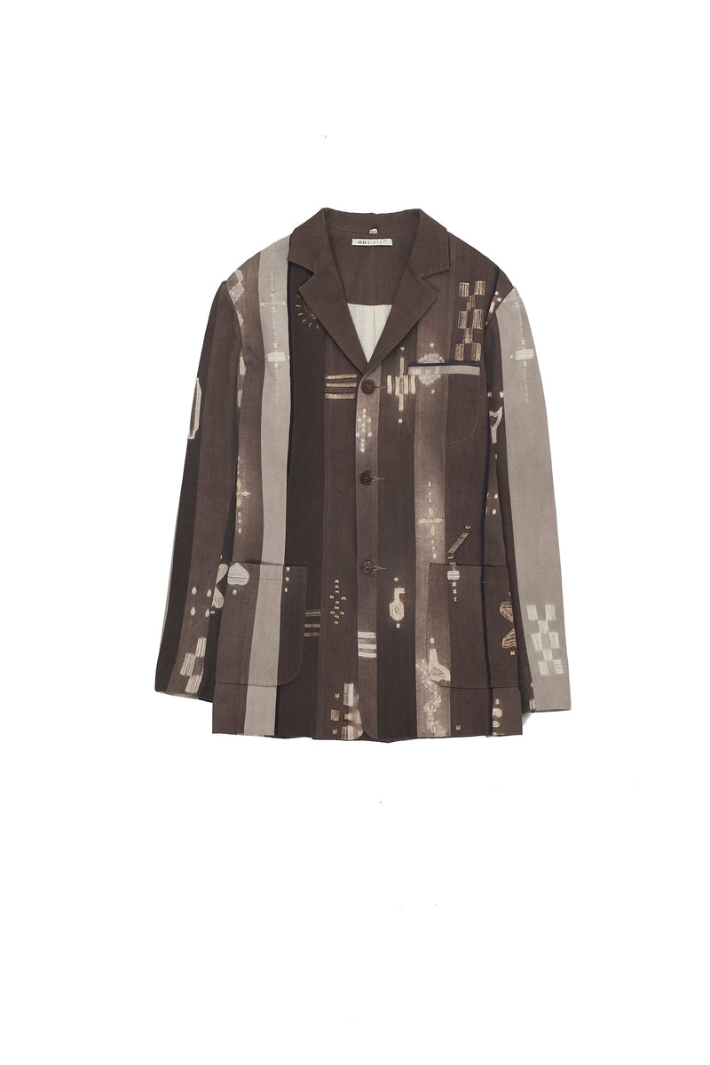Charcoal Panelled Shibori Handspun Selvedge Denim Jacket