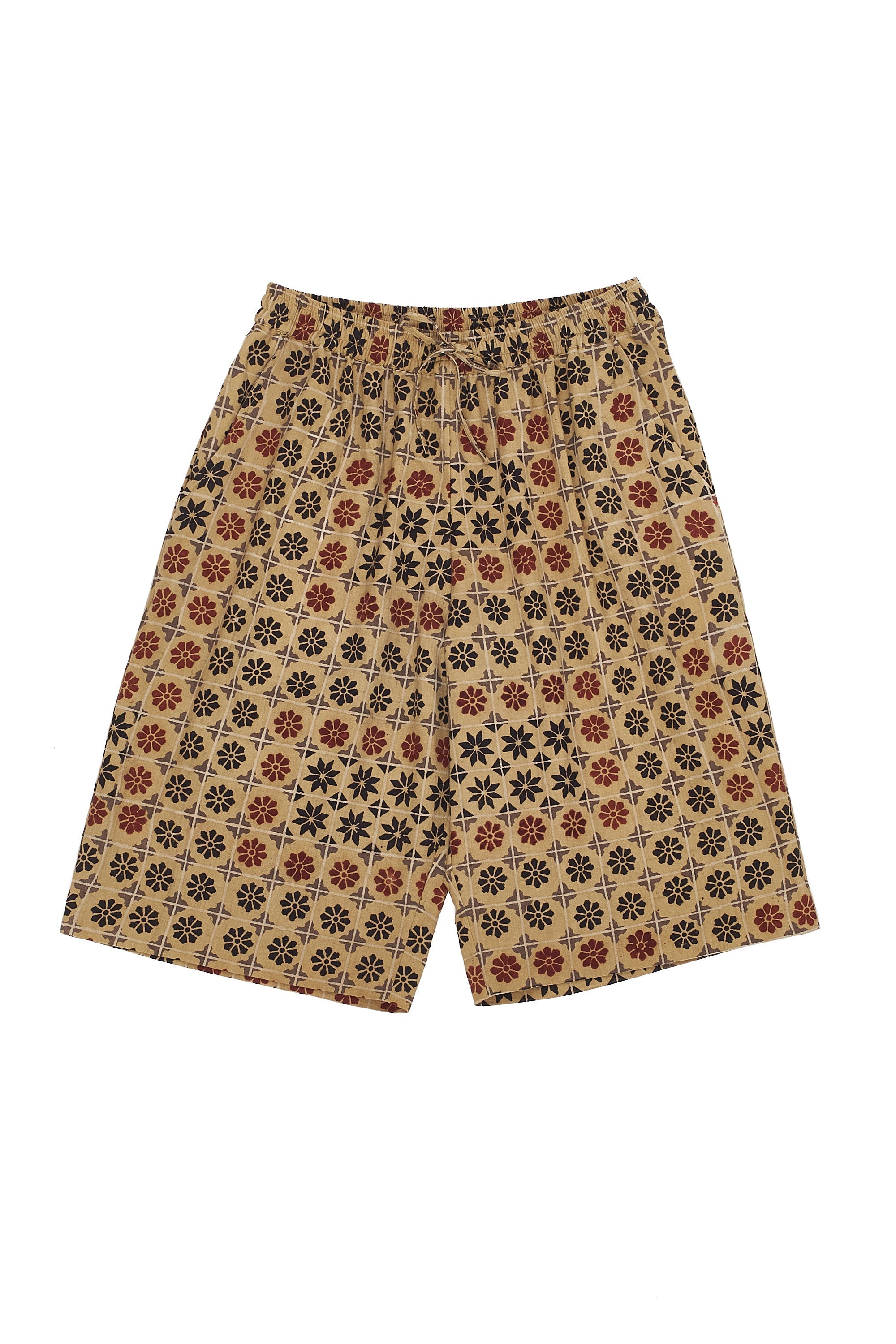 MULTI-COLOUR ATTHANGUDI TILE INSPIRED BLOCK PRINT COTTON SHORTS