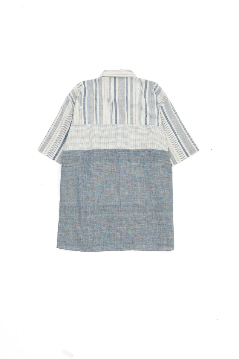 Ungendered Oversize Organic Cotton Yarn Dye Patchwork Summer Shirt