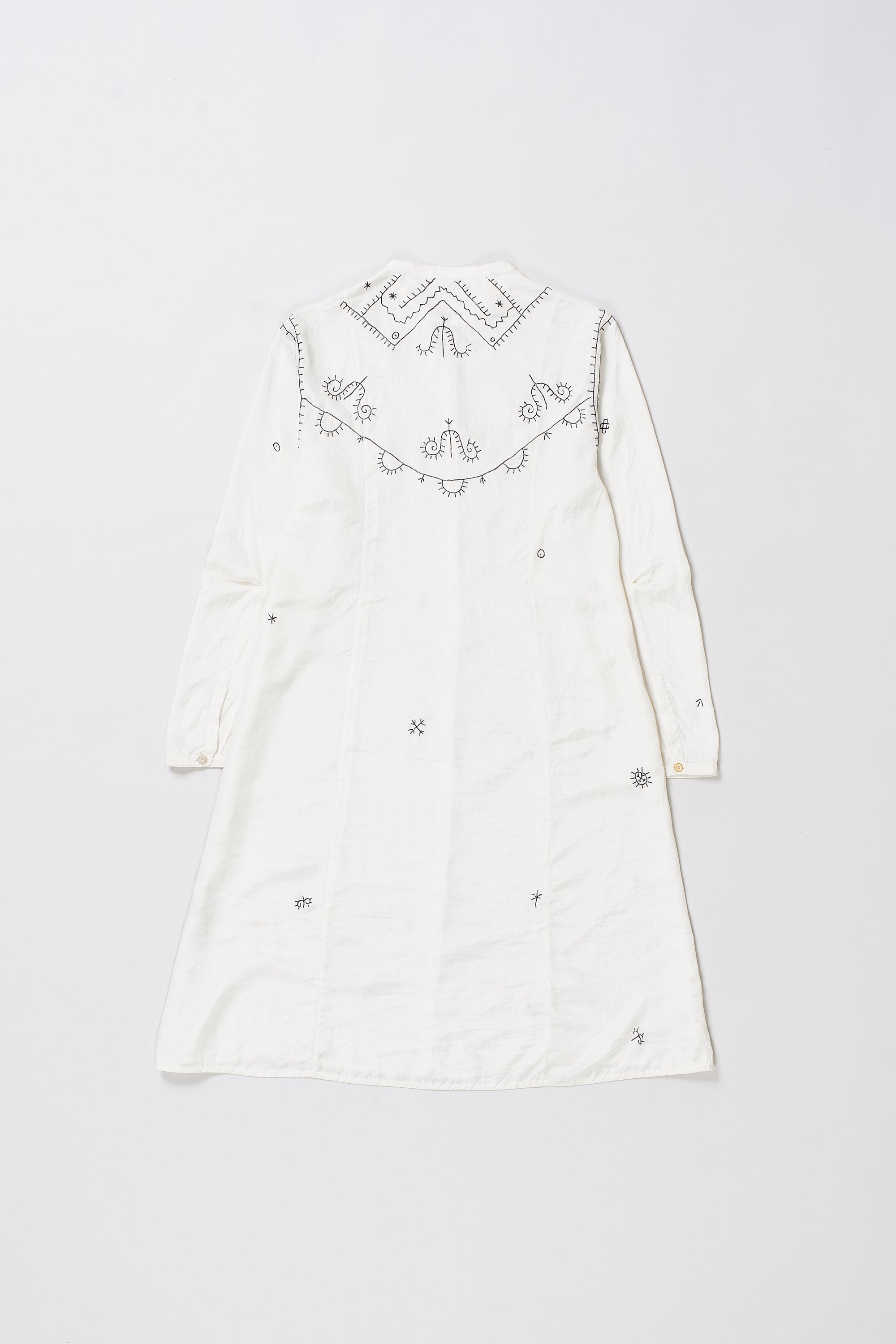 ECRU HAND EMBROIDERED SILK DRESS