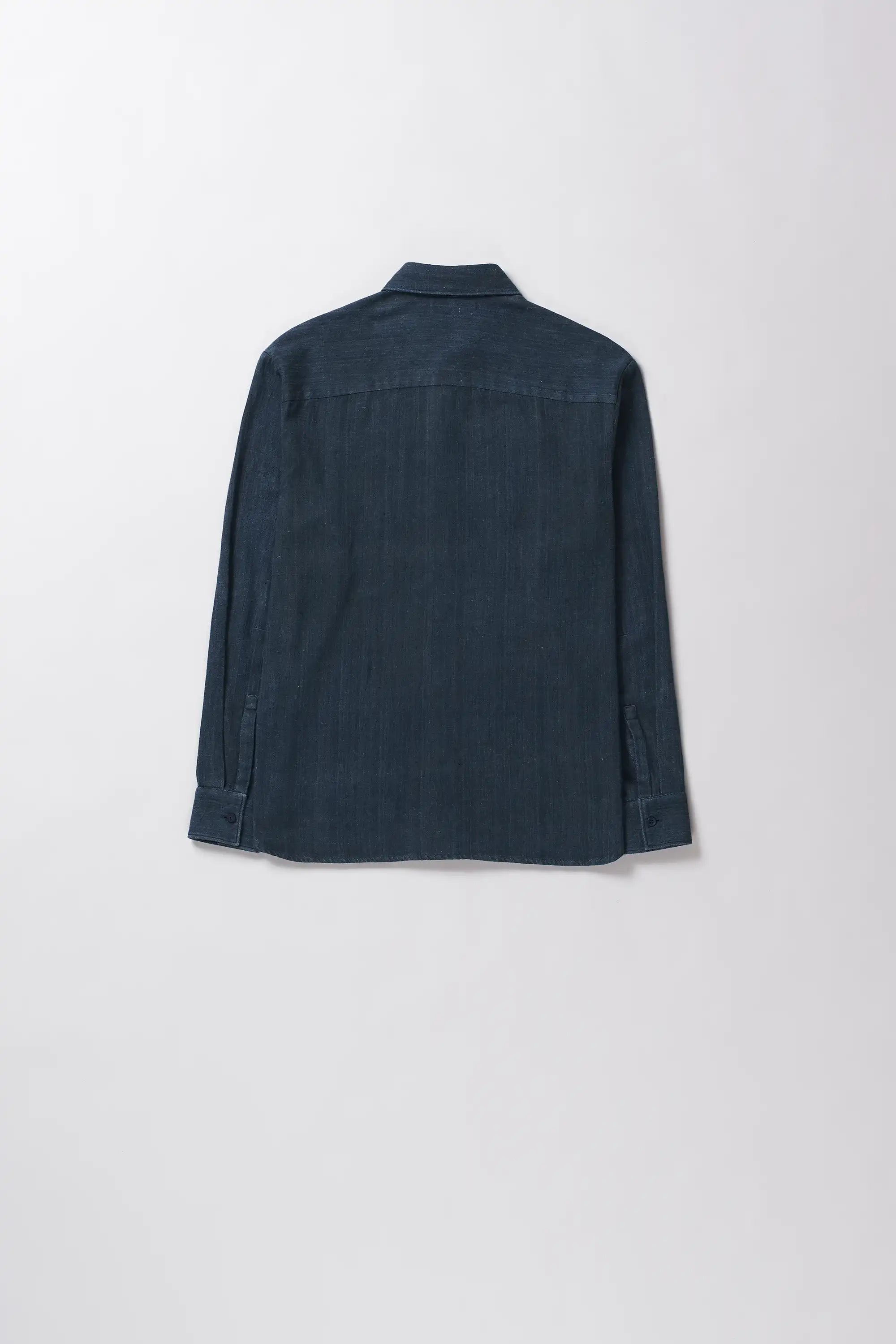 Back image of a indigo shirt