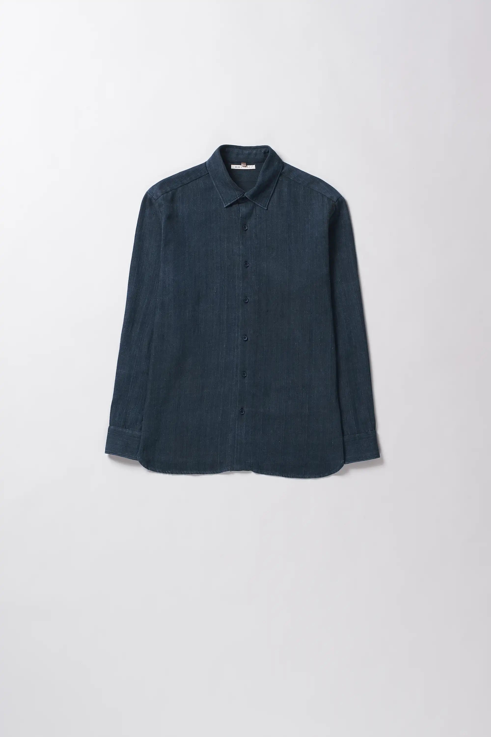 Front image of a indigo shirt