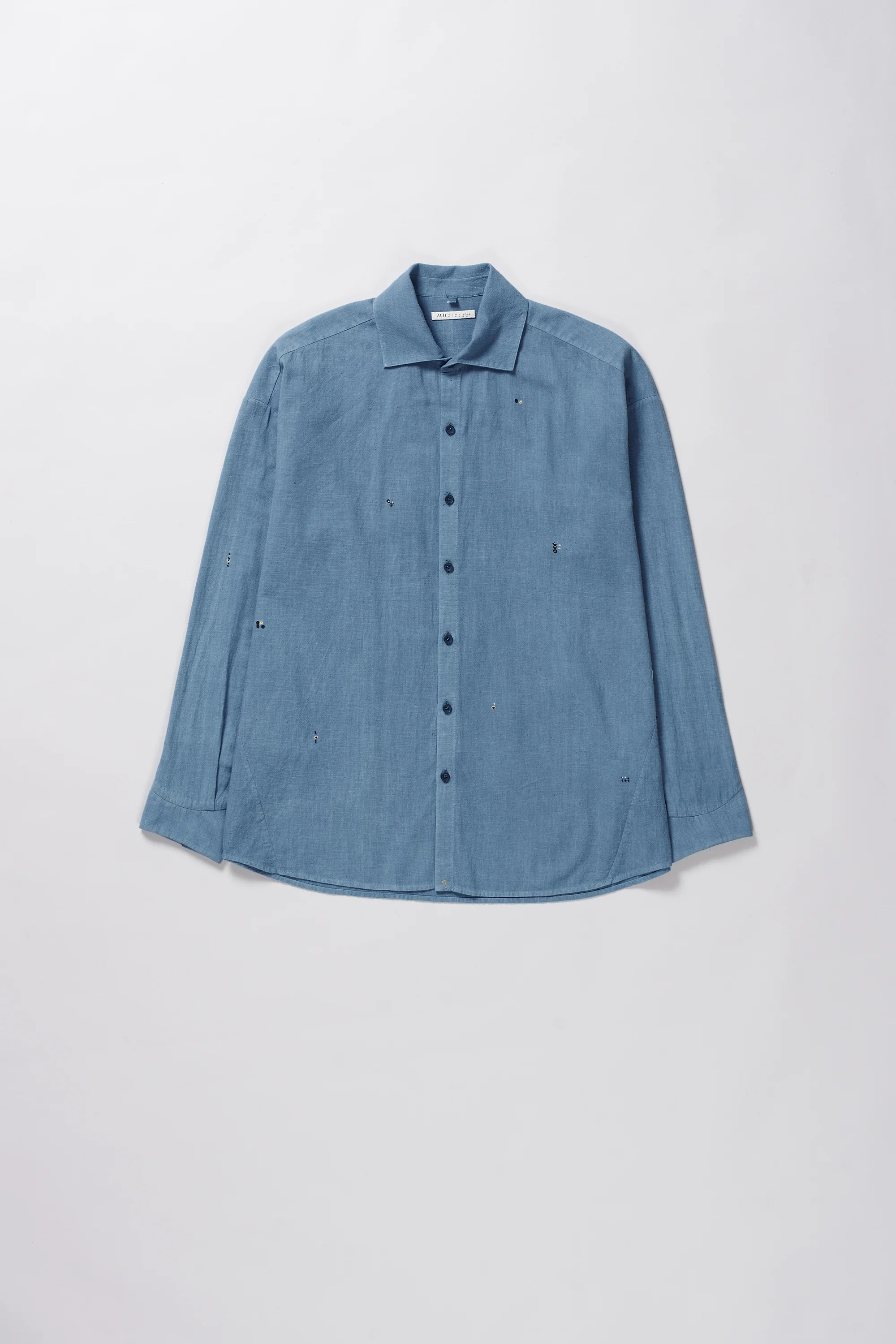 SKY INDIGO EMBROIDERED COTTON SHIRT
