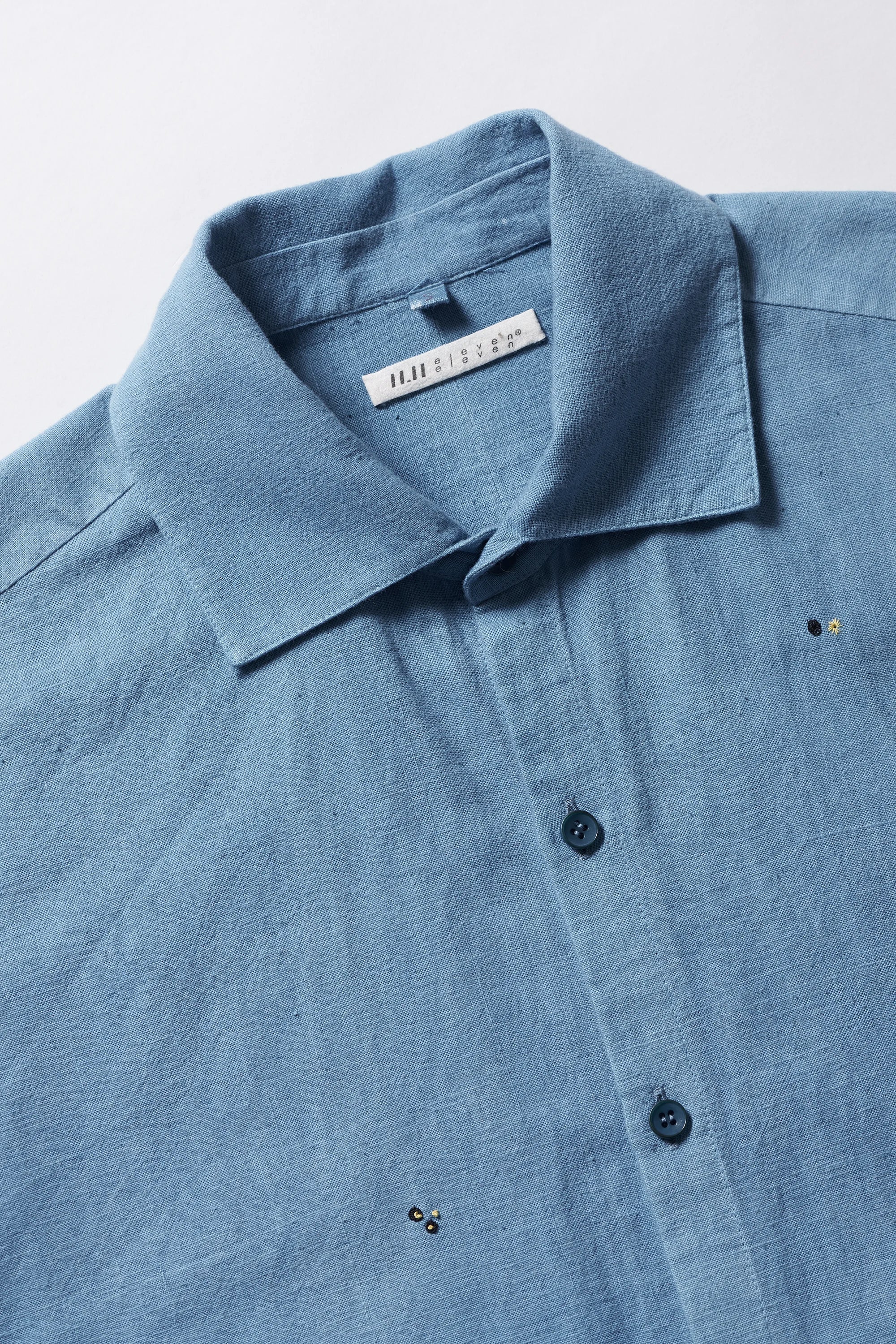 SKY INDIGO EMBROIDERED COTTON SHIRT