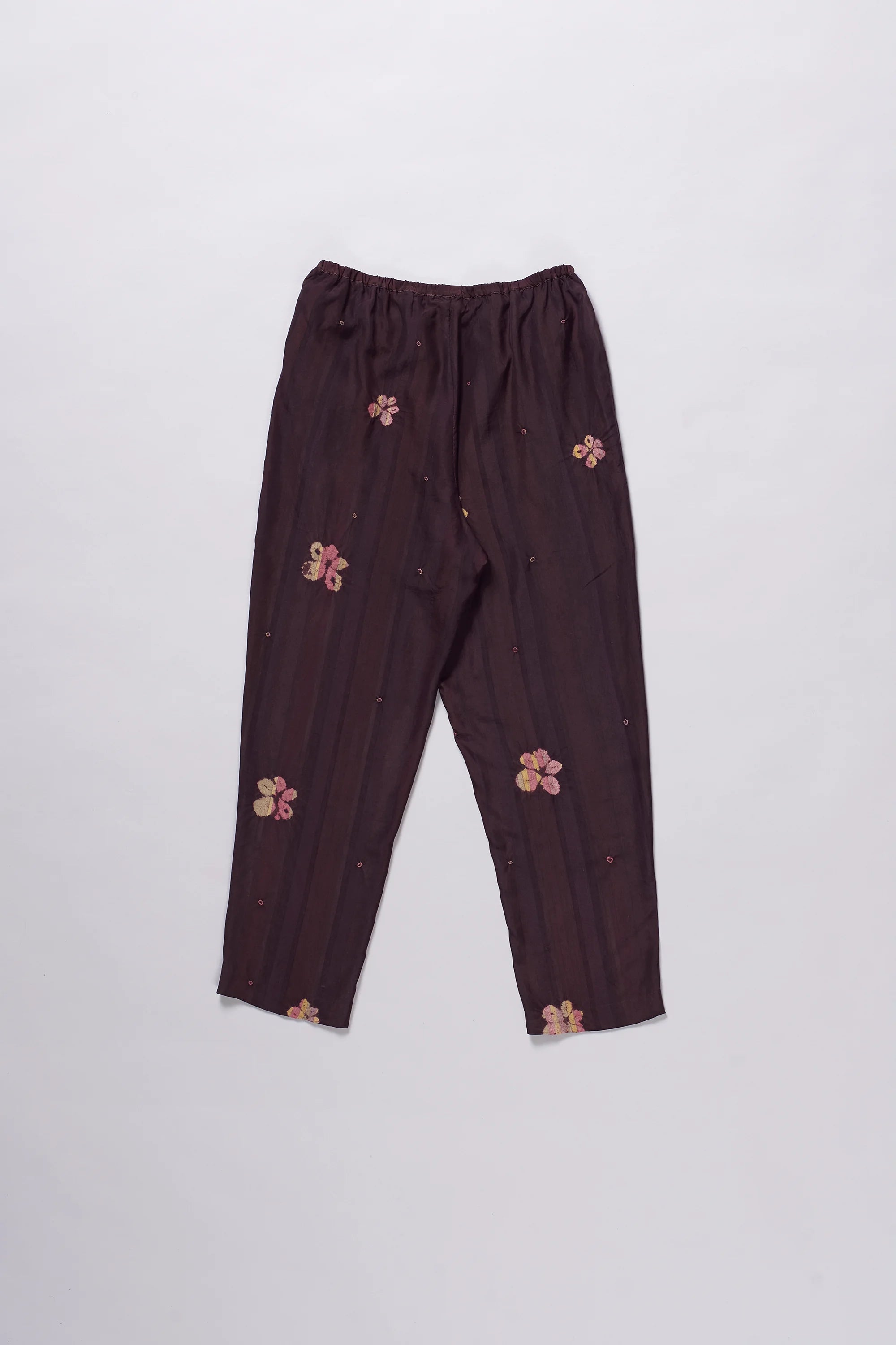 Purple Red Silk Shibori Elasticpant