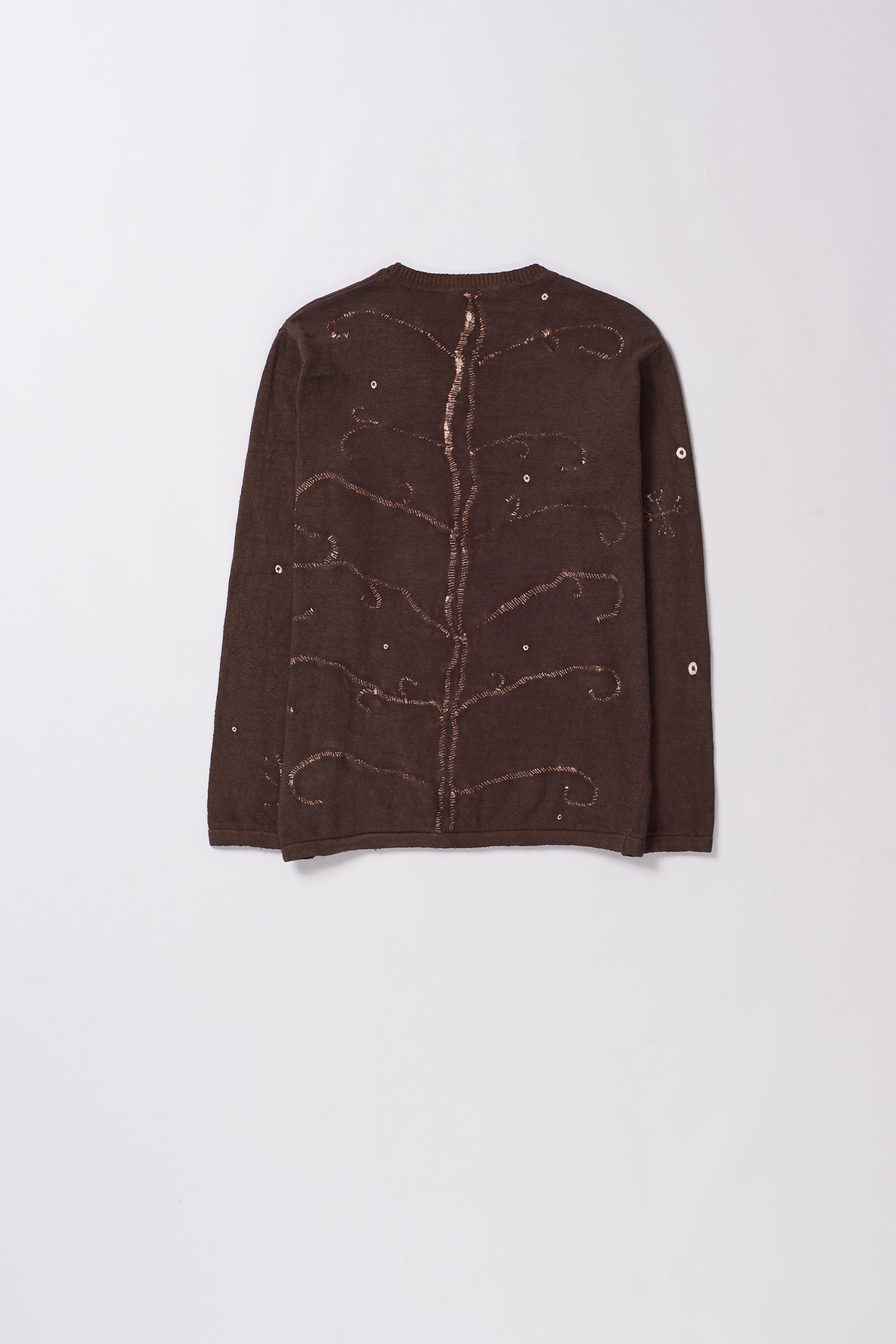 BURNT UMBER FULLSLEEVE HANDSPUN KNIT T-SHIRT