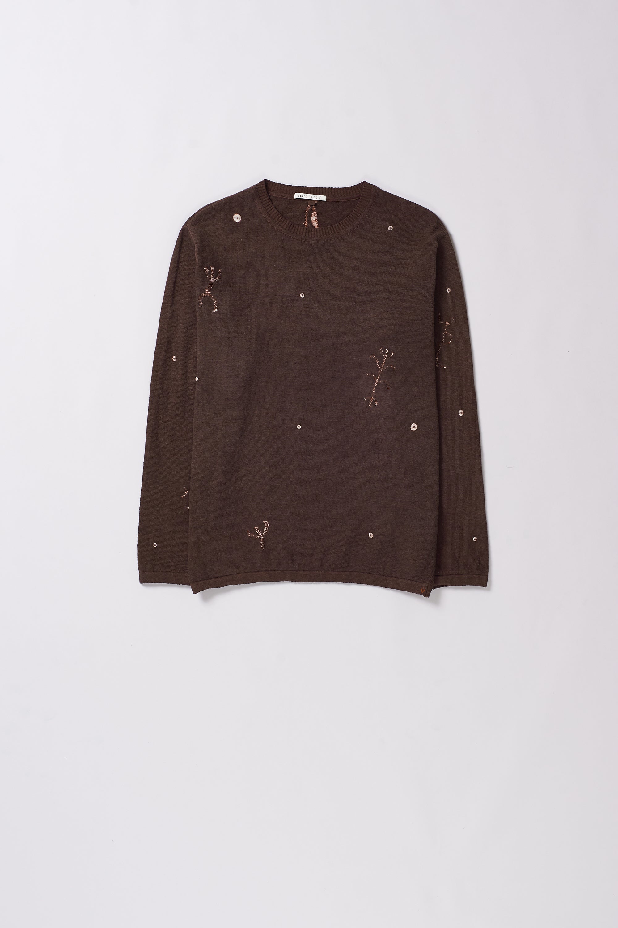 BURNT UMBER FULLSLEEVE HANDSPUN KNIT T-SHIRT