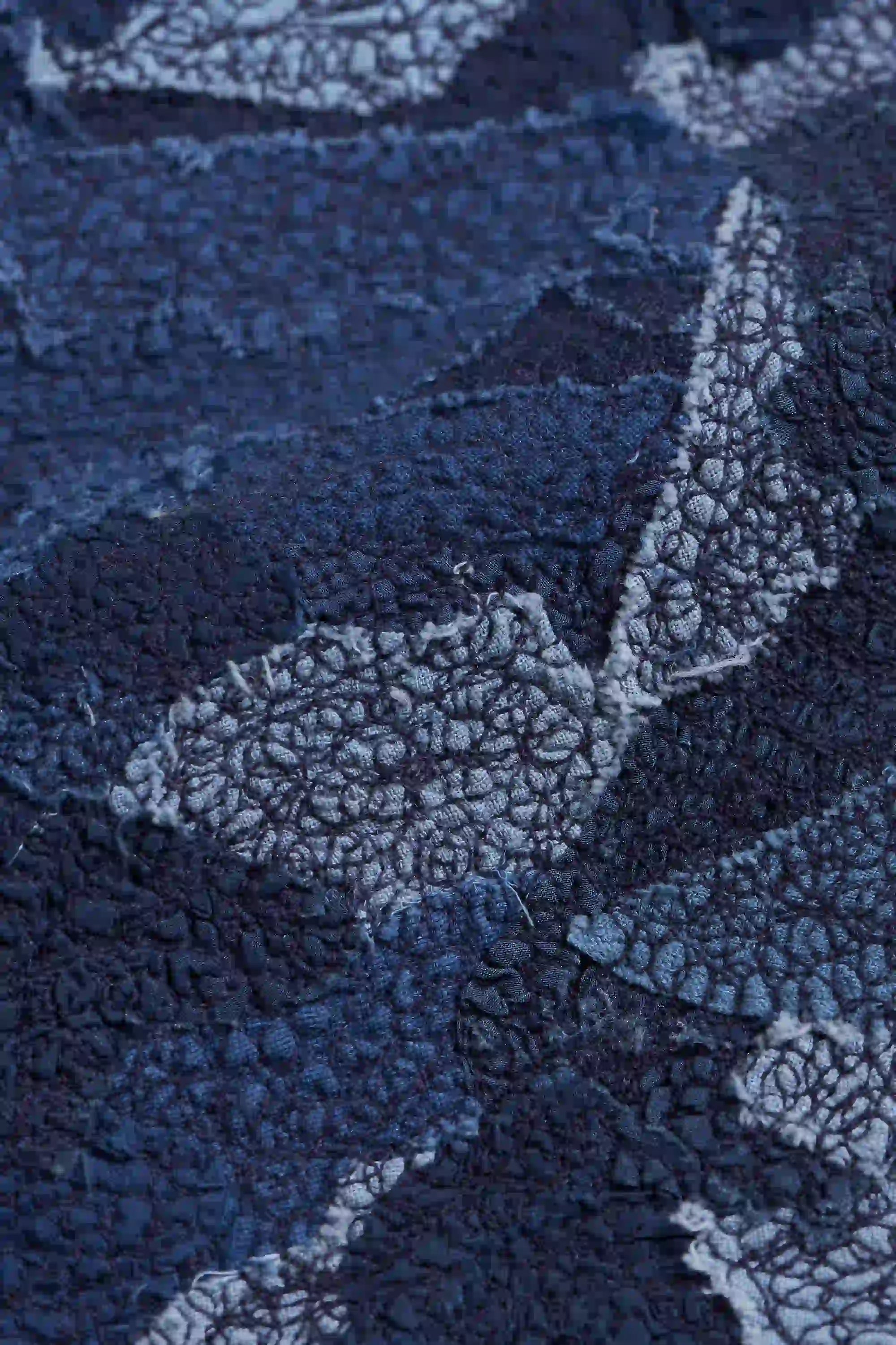 Denim Patchwork Trucker Jacket in Indigo