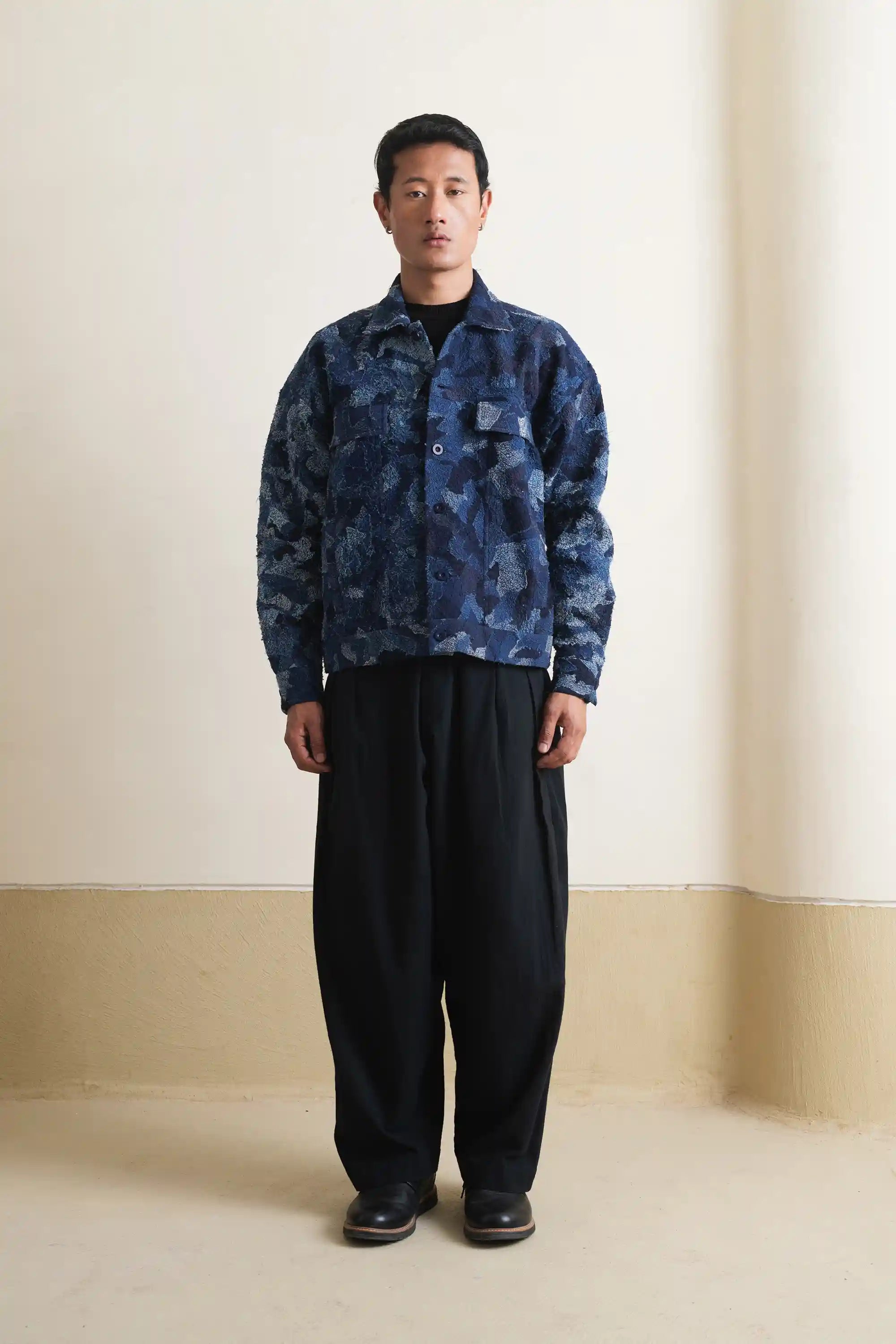 Indigo Denim Patchwork Trucker Jacket