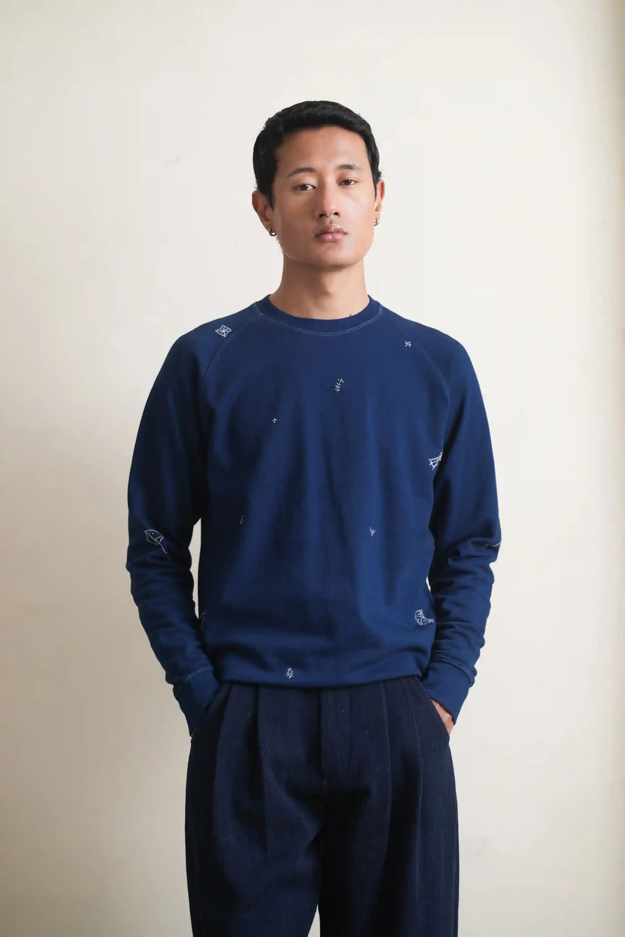 Medium Indigo Detailed Sweatshirt