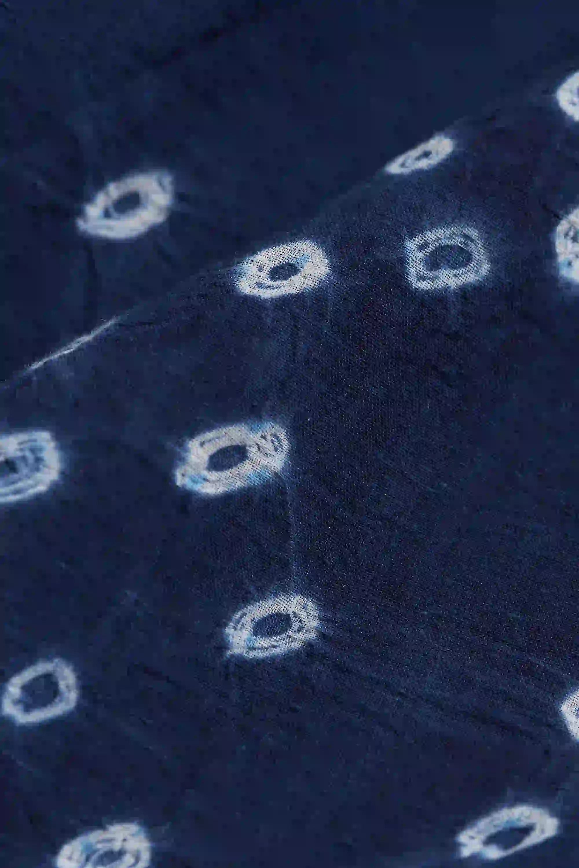 Medium Indigo Statement Shirt with Artworks in Medium Indigo