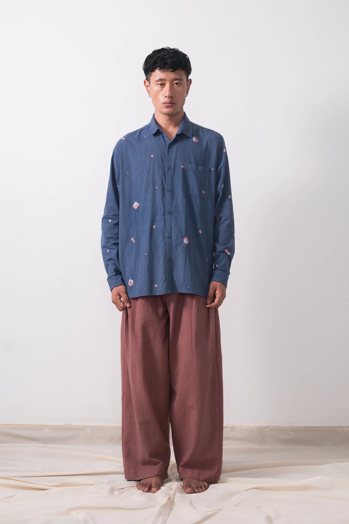Blue Lilac Bandhani Shirt