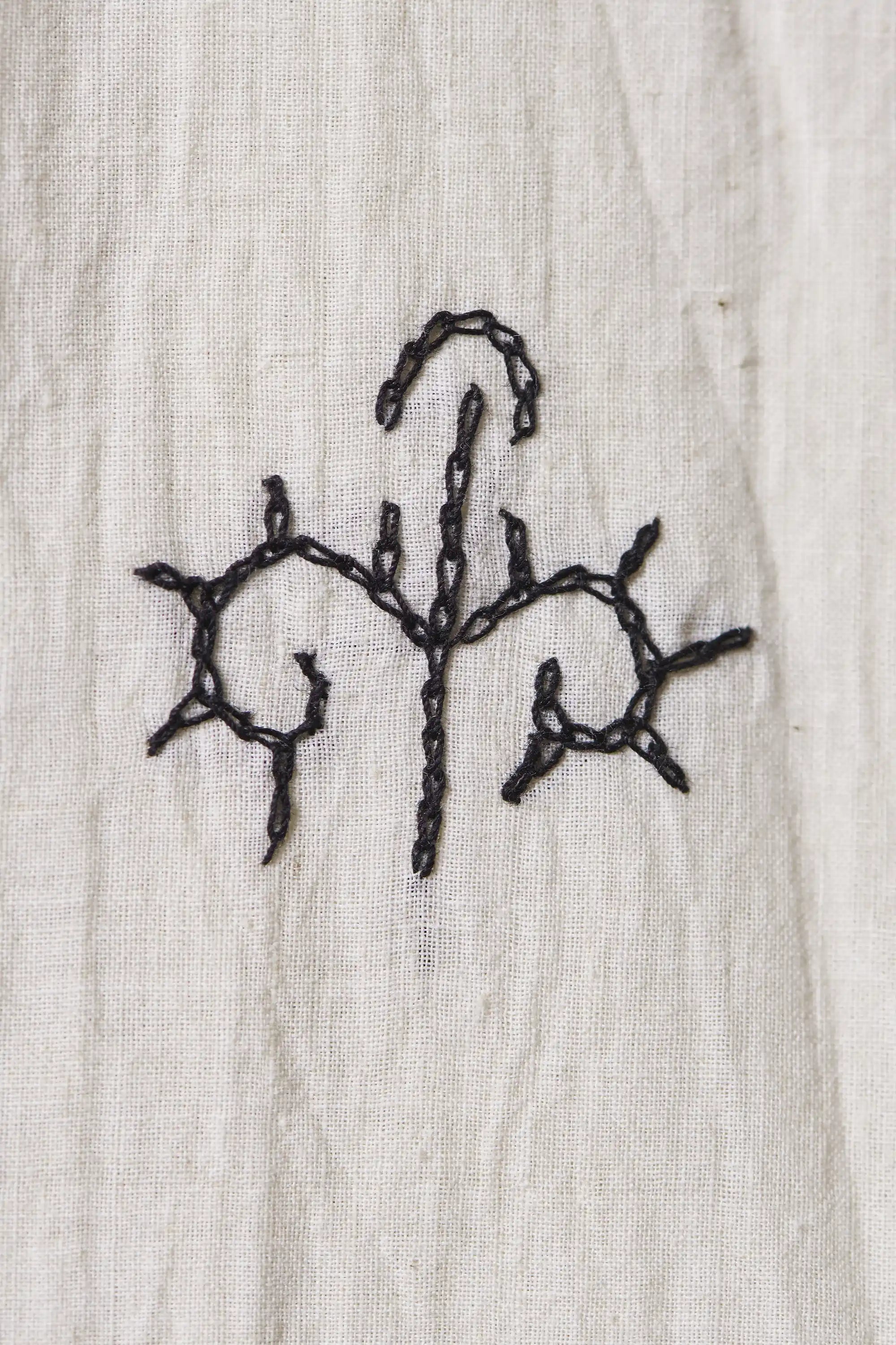 Fabric close-up with hand embroidery
