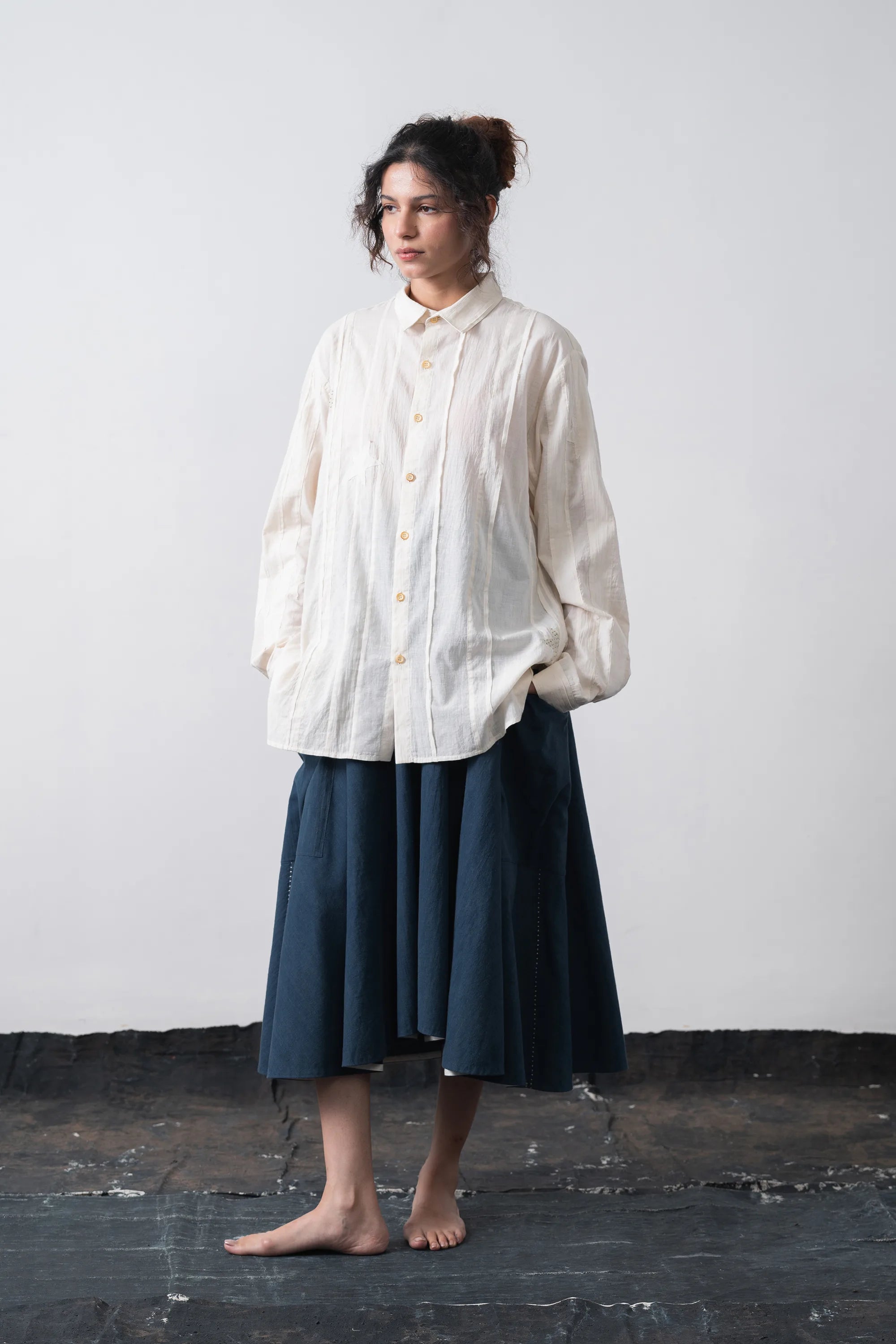 Ecru Relaxed Fit Mul Shirt