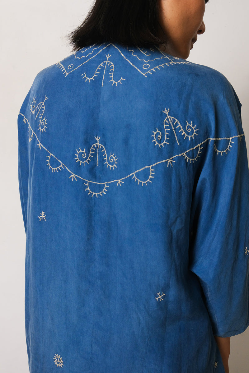 HAND EMBROIDERED SILK SHIRT