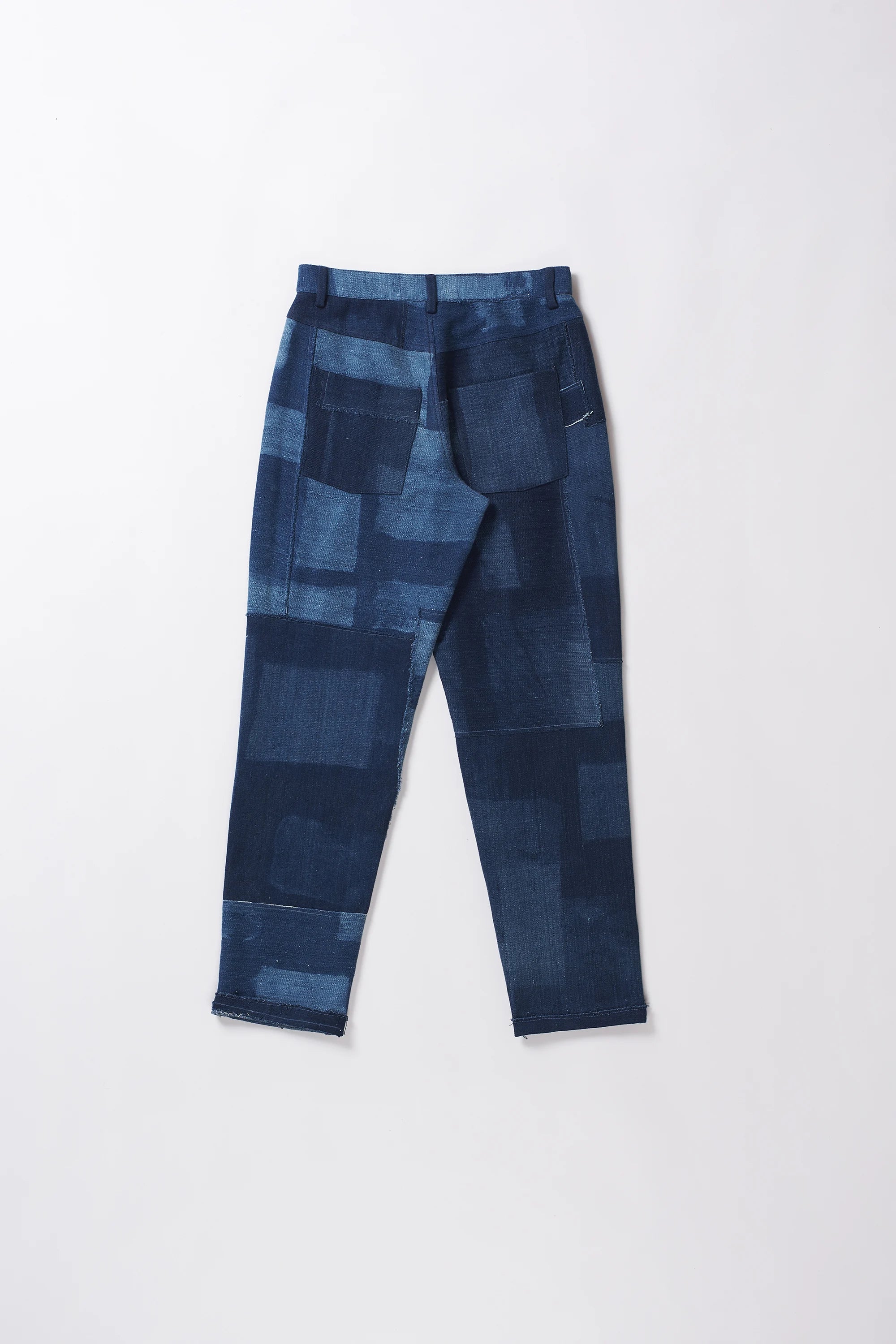 Indigo Patchwork Pleated Trousers