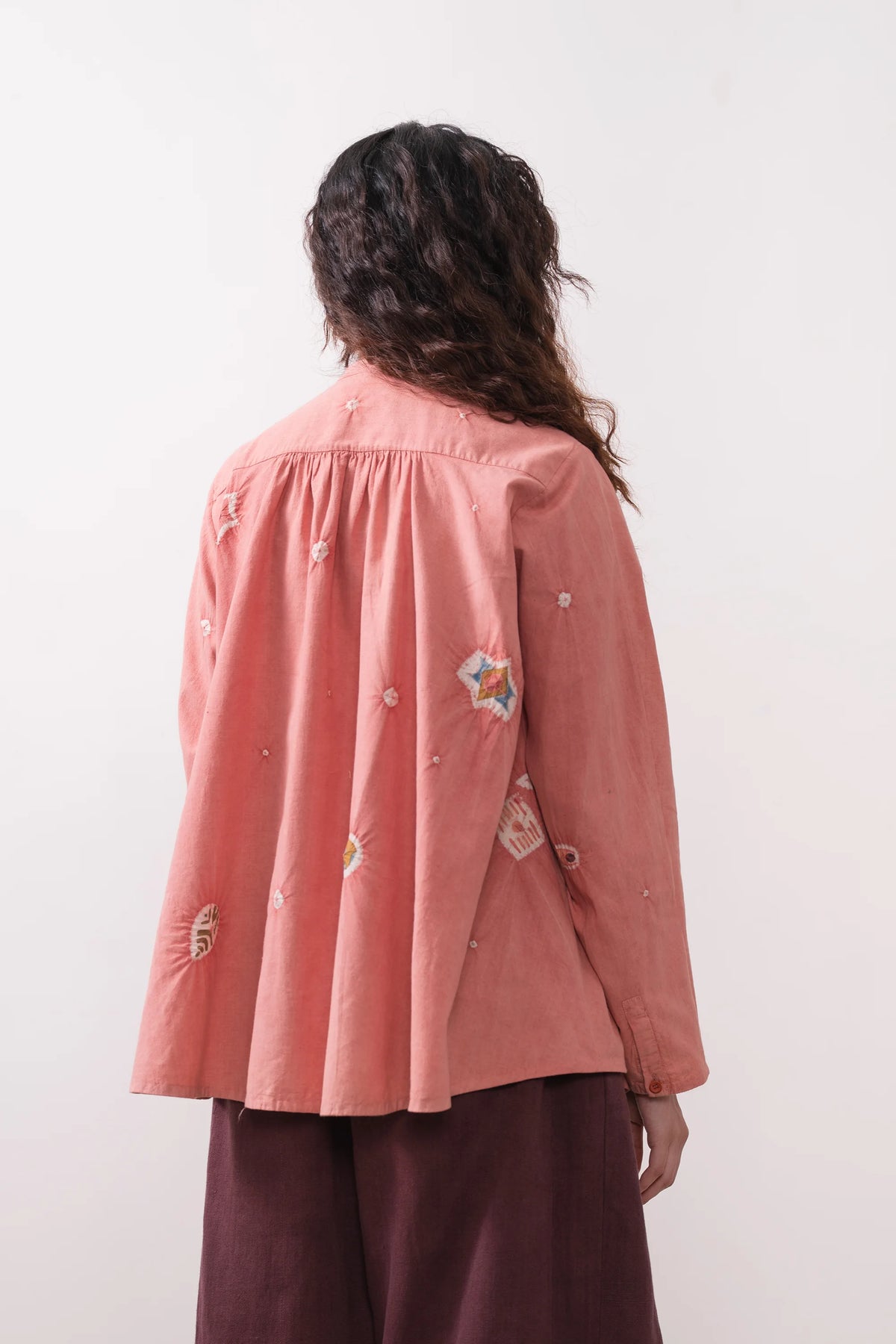 Chalk Pink Handpainted Top With Shibori