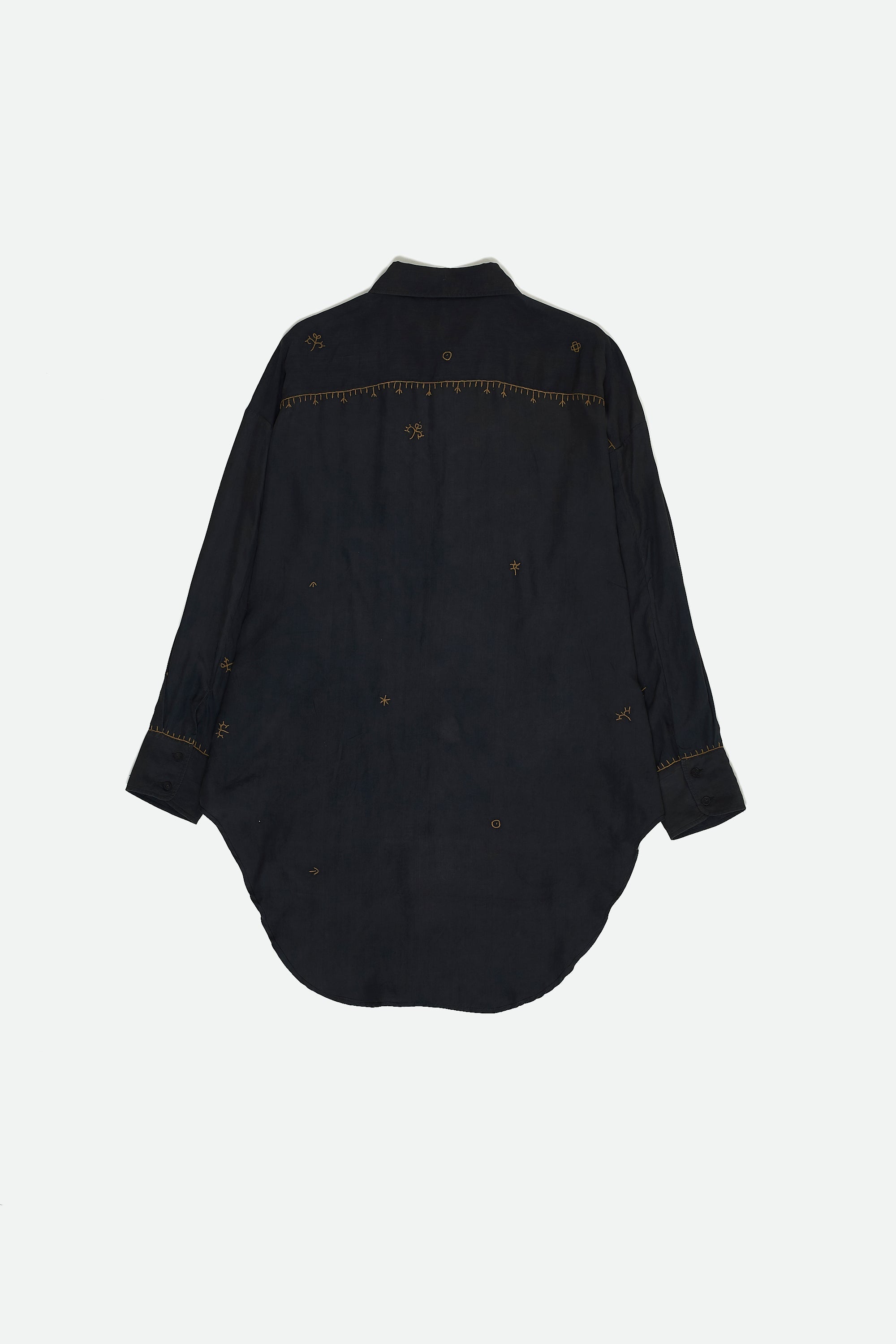 MIDNIGHT INDIGO OVERSIZED SHIRT WITH HAND EMBROIDERY