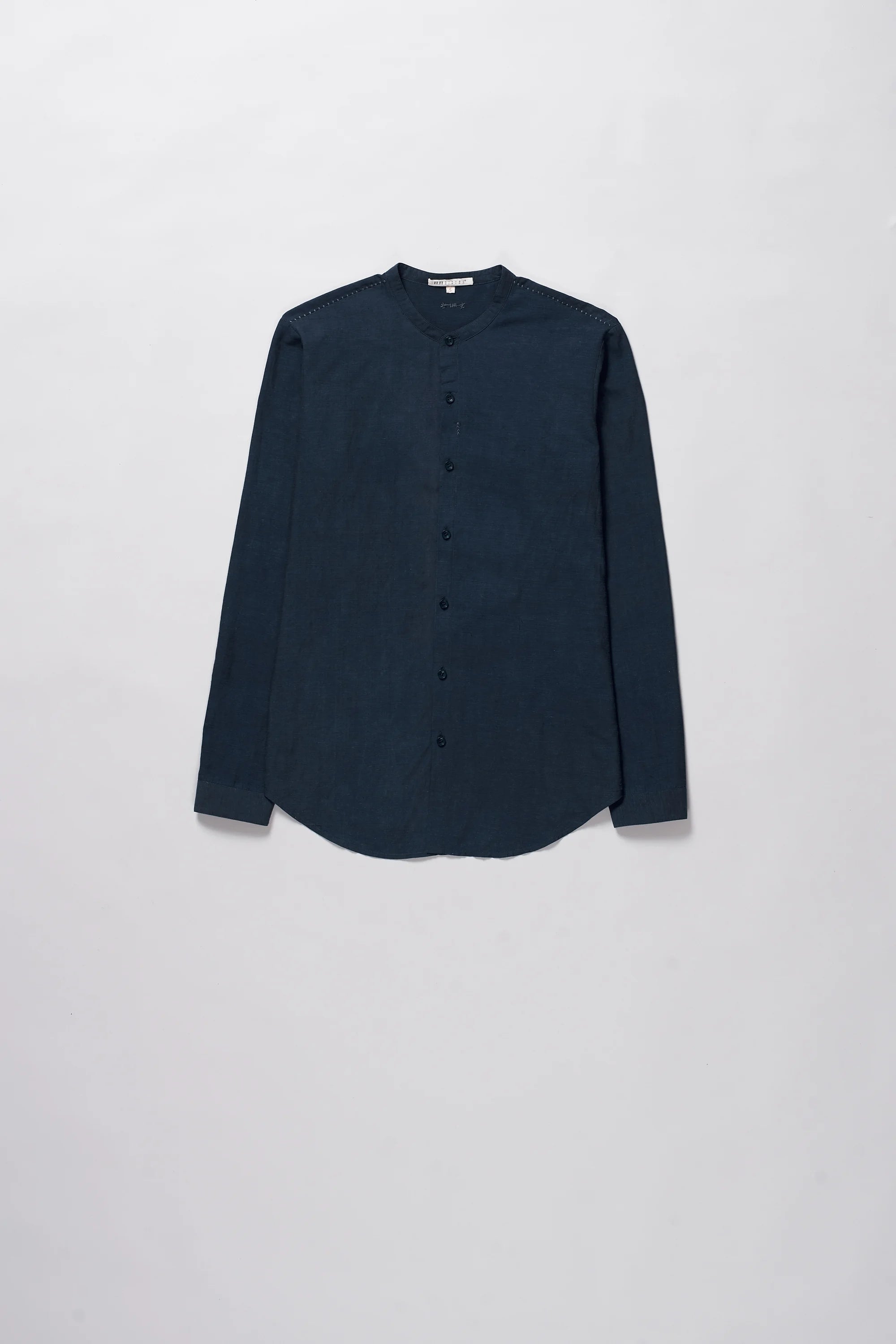 Band Collar Bandhani Shirt in Indigo
